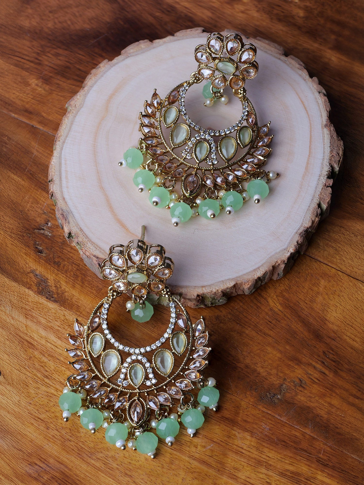 Rahi Chandbali Earrings in Mint