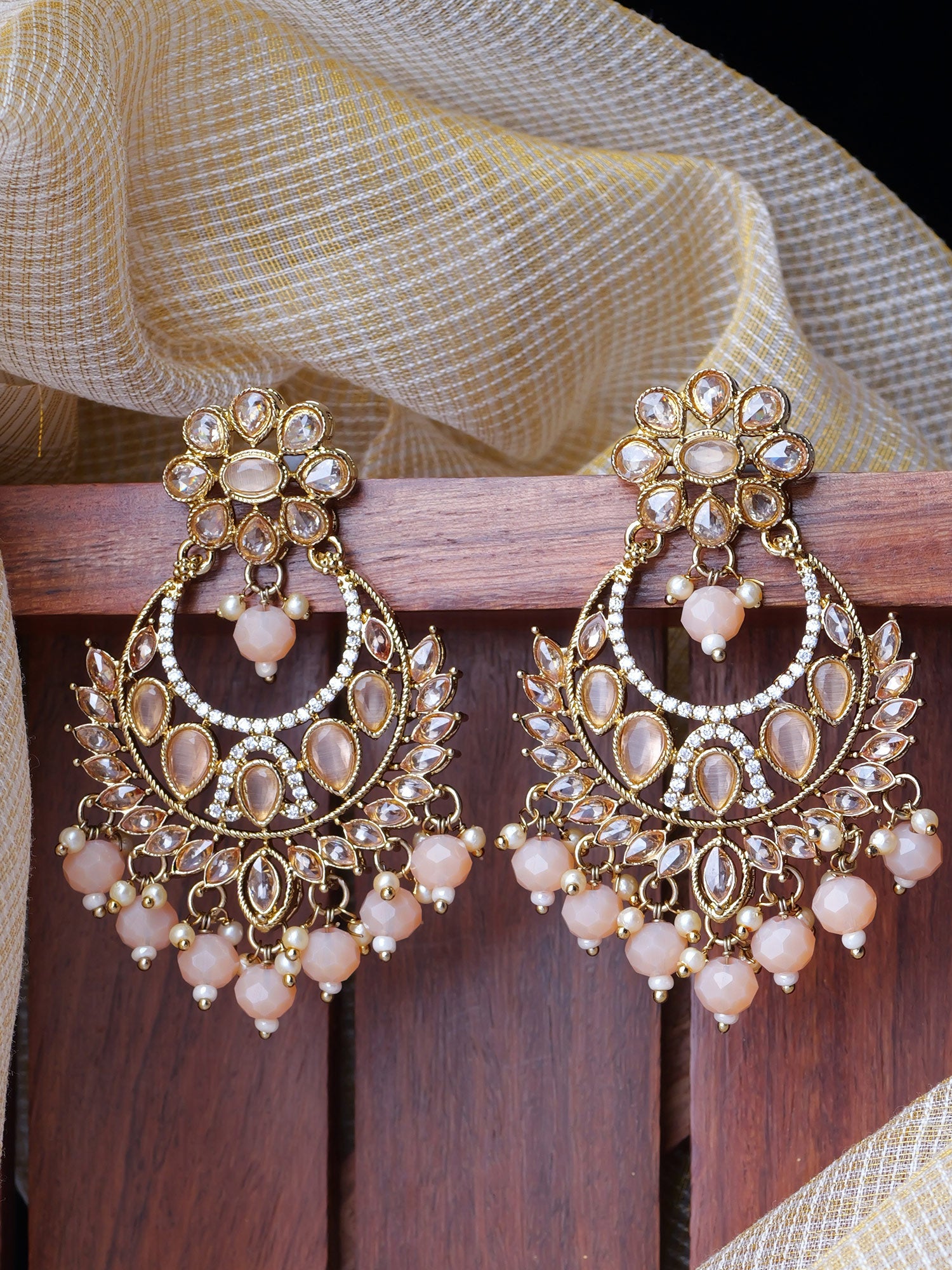 Rahi Chandbali Earrings in Peach