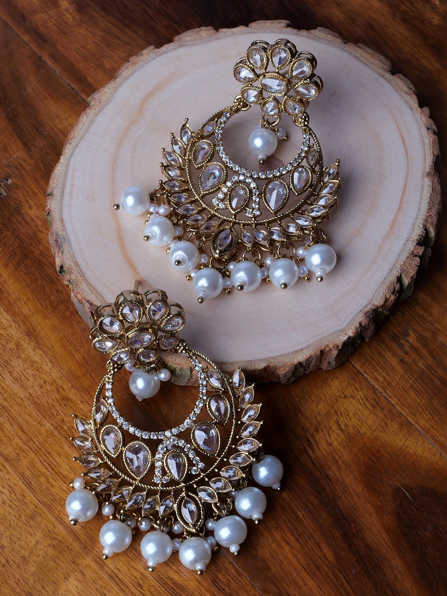 Rahi Chandbali Earrings in White