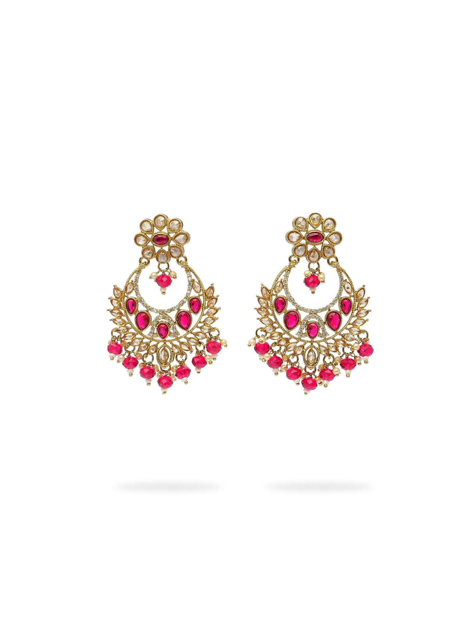 Rahi Chandbali Earrings in Hot Pink