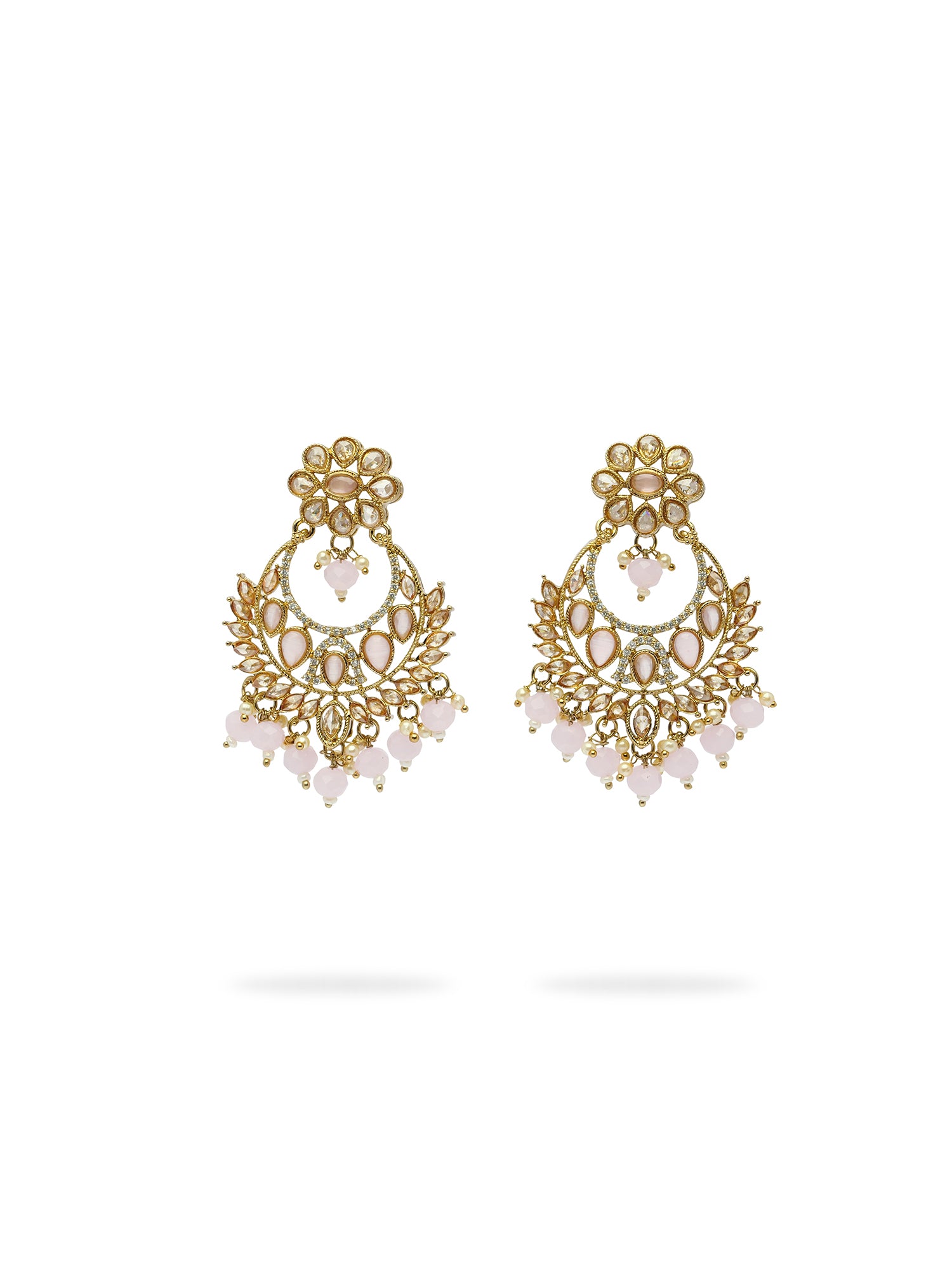 Rahi Chandbali Earrings in Light Pink