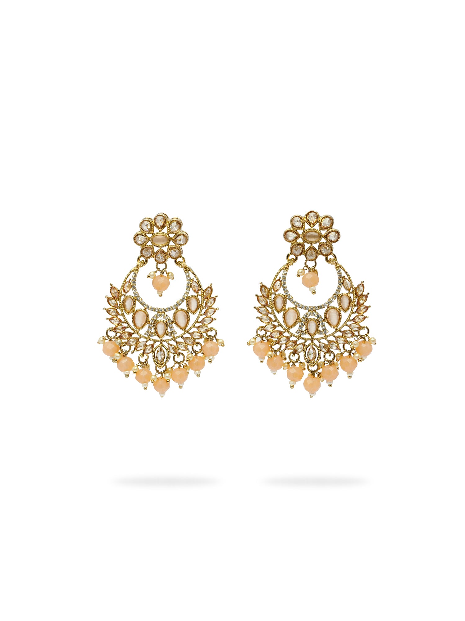 Rahi Chandbali Earrings in Peach