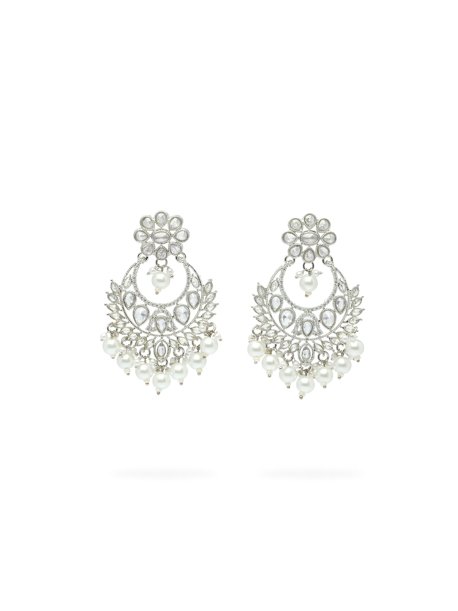 Rahi Chandbali Earrings in Rhodium