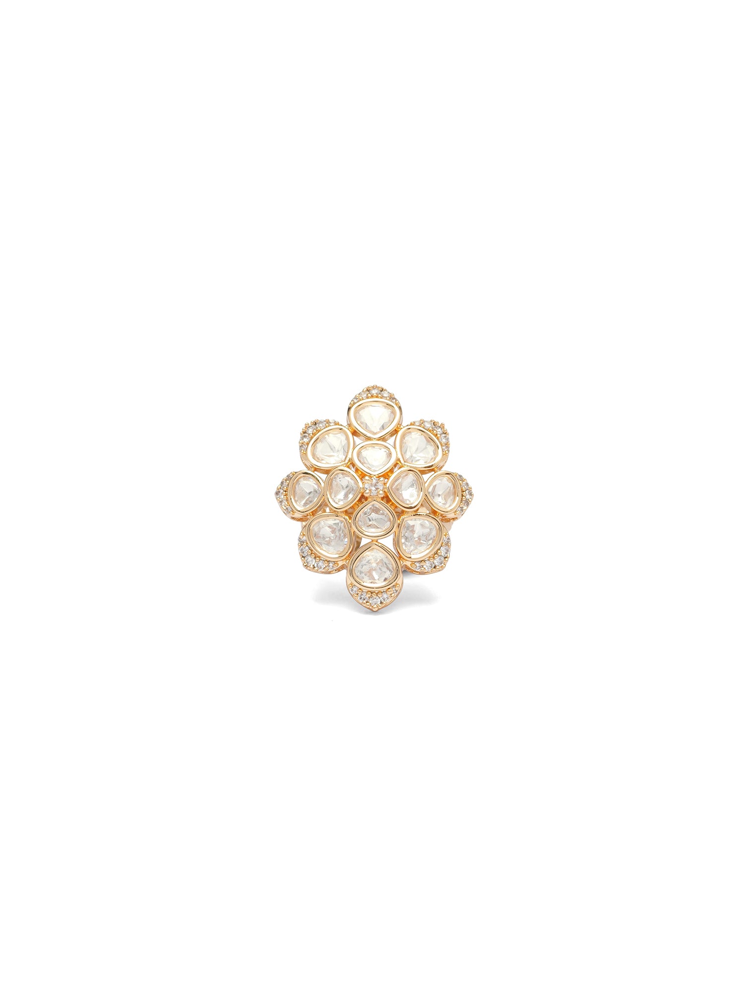 Raina Kundan Ring in White