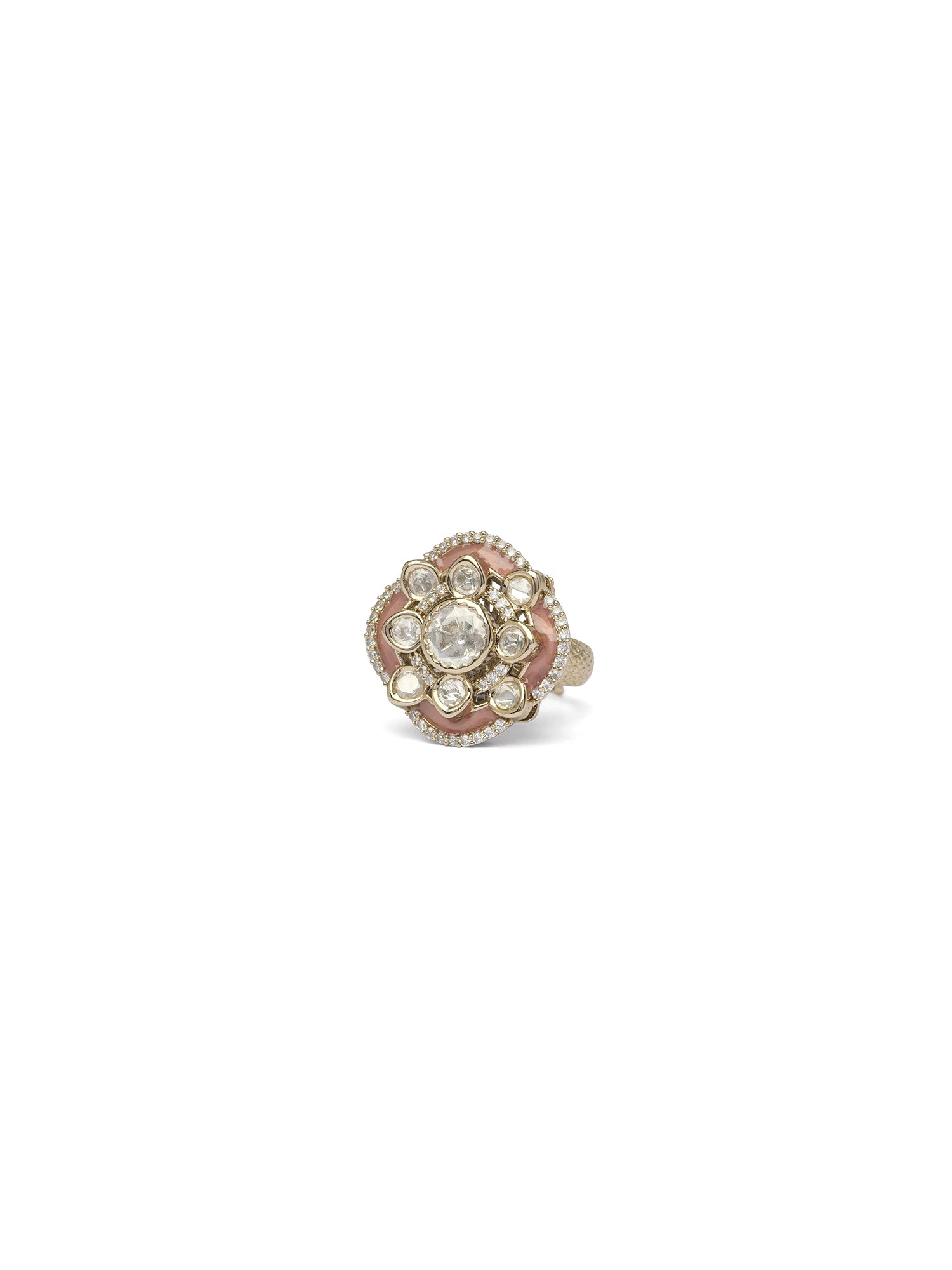 Raishma Kundan Ring in Pink