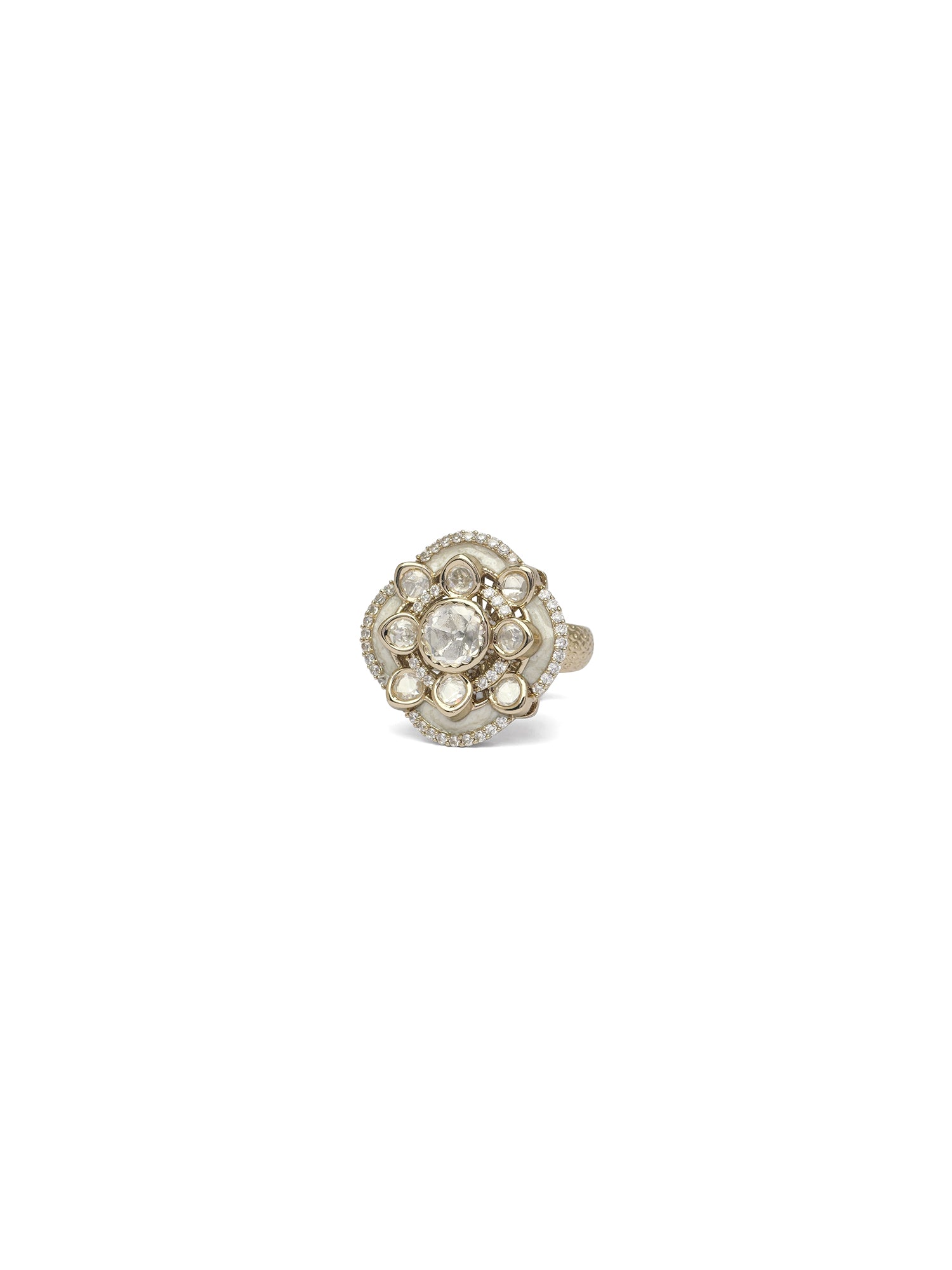 Raishma Kundan Ring in White