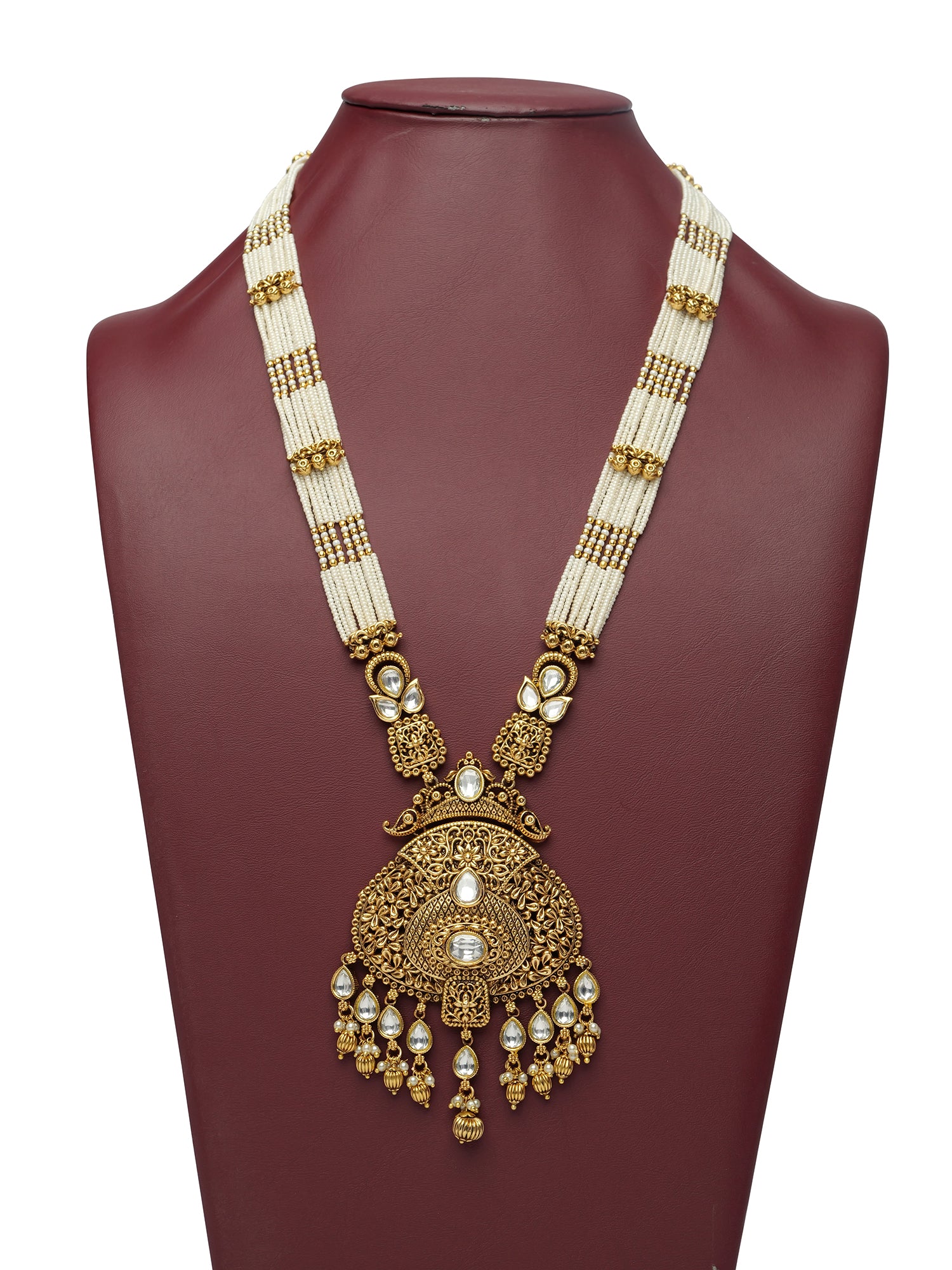 Rajashree Kundan Rani Haar in Pearl