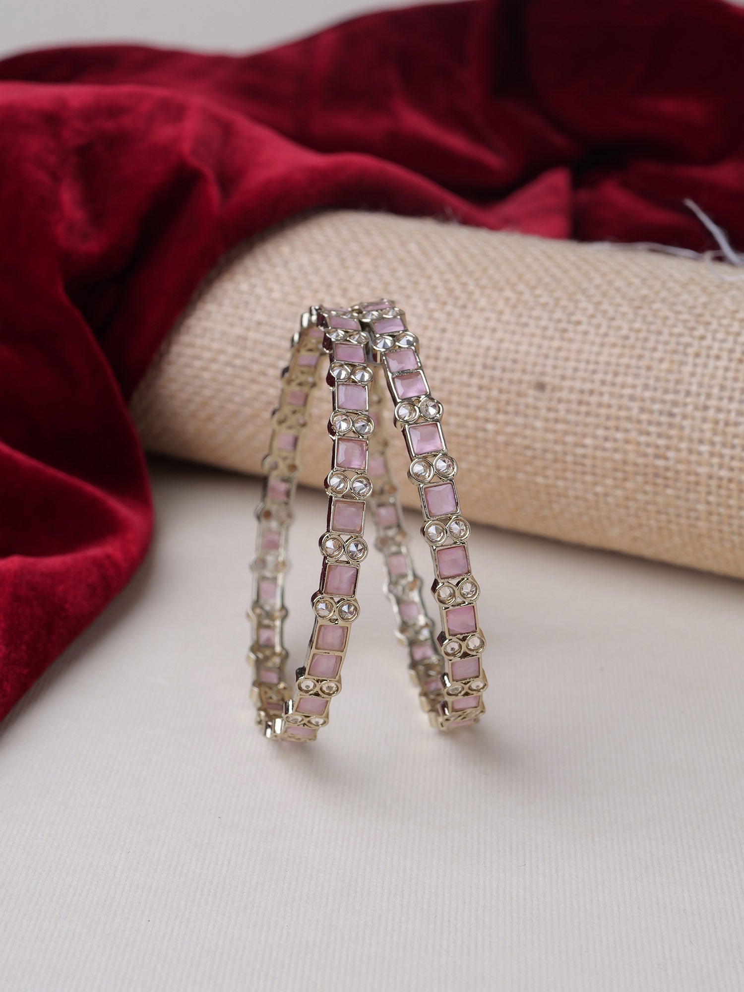 Rajeena Kada Bangles in Light Pink