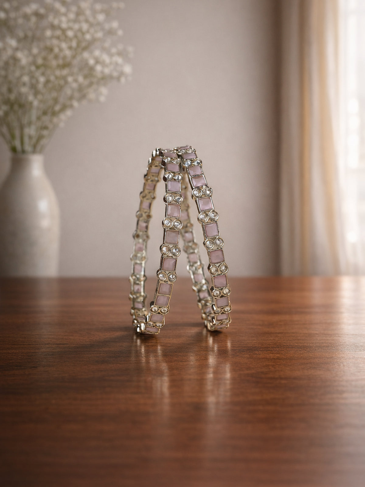 Rajeena Kada Bangles in Light Pink 