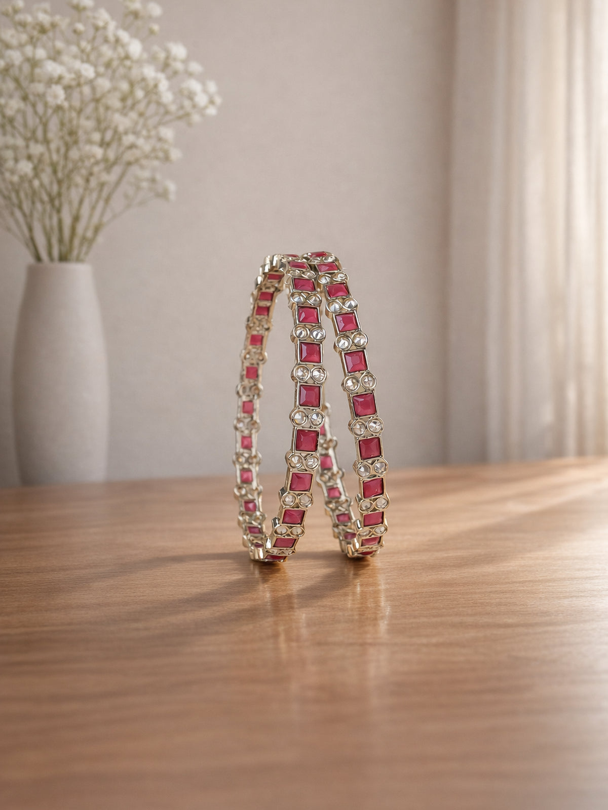 Rajeena Kada Bangles in Ruby 