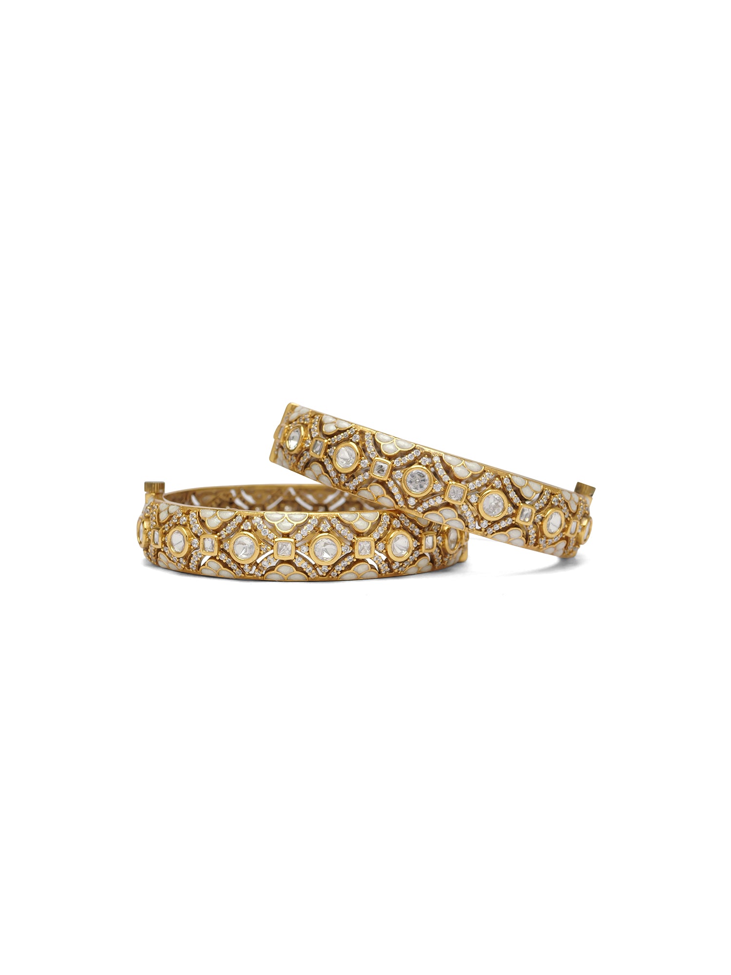 Rajeshwari Kundan Bangles in White