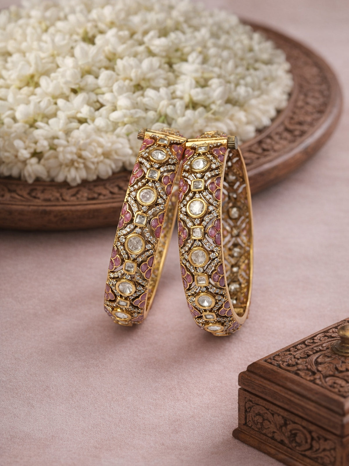 Rajeshwari Kundan Bangles in Pink 