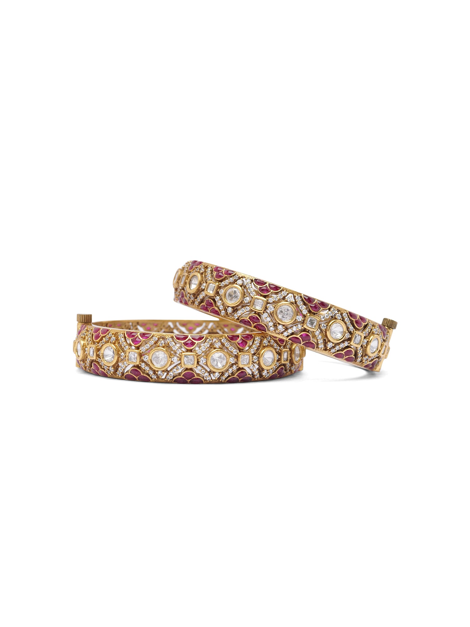 Rajeshwari Kundan Bangles in Ruby