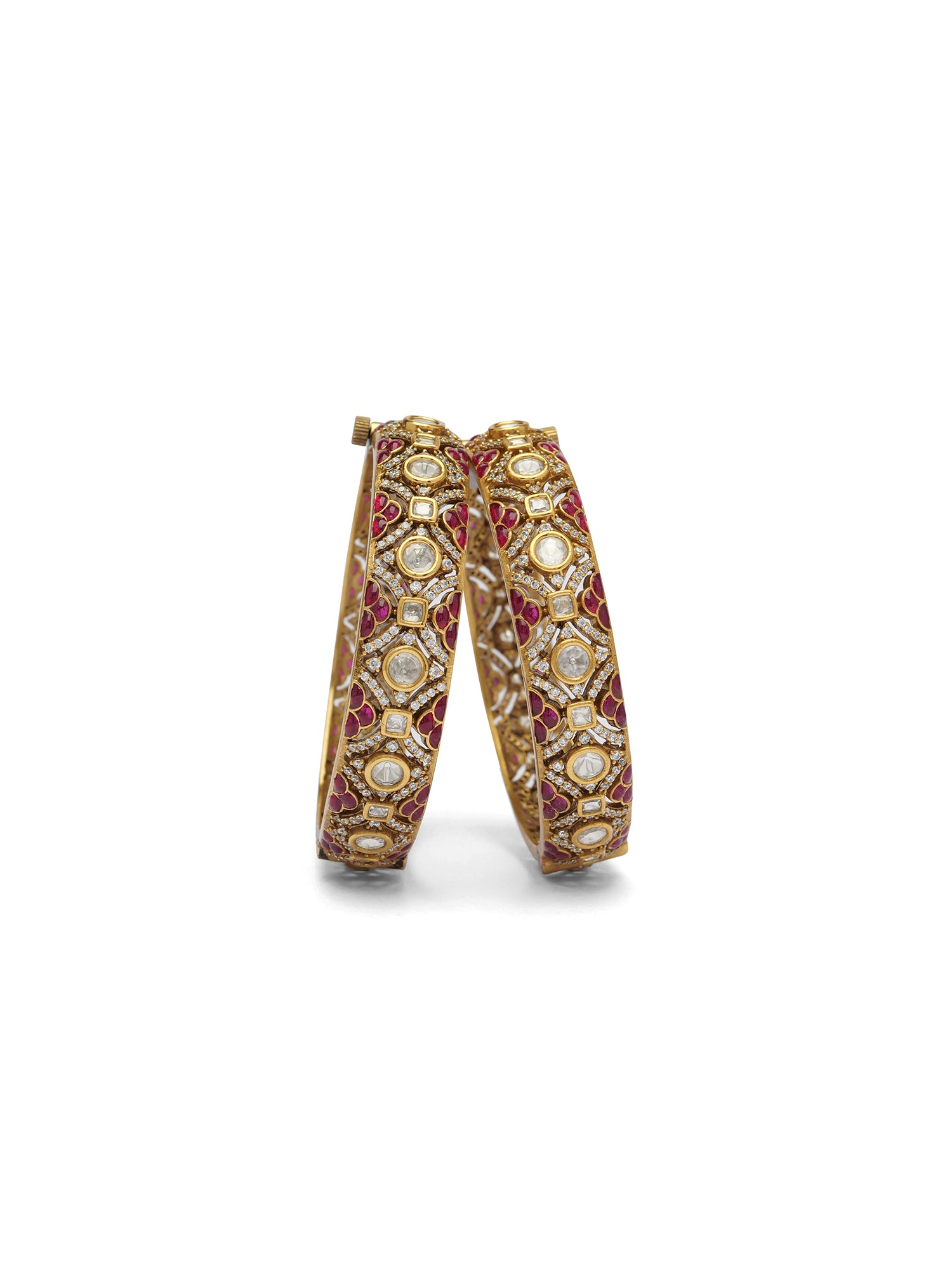 Rajeshwari Kundan Bangles in Ruby