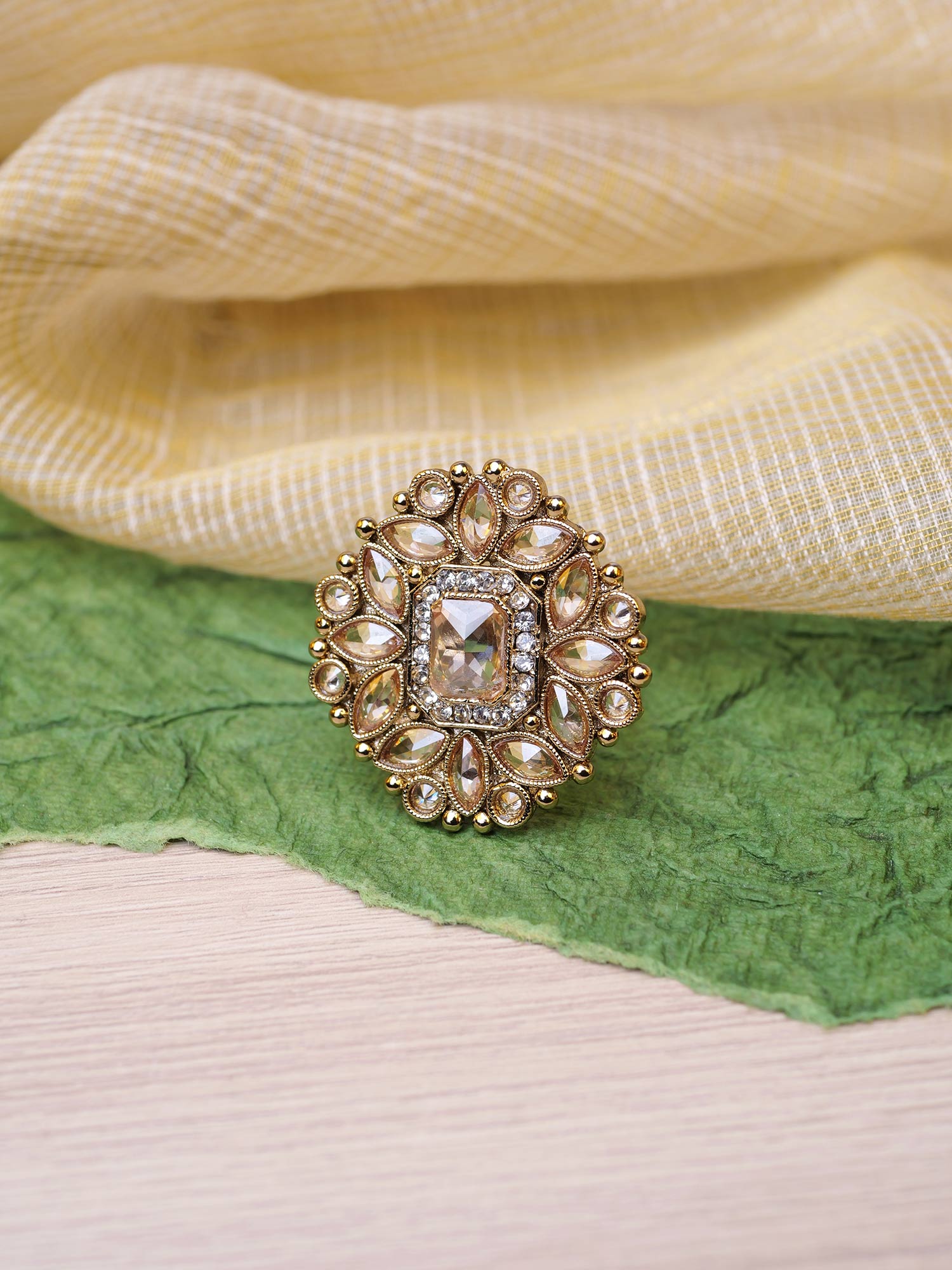 Rajkumari Ring in Champagne and Antique Gold
