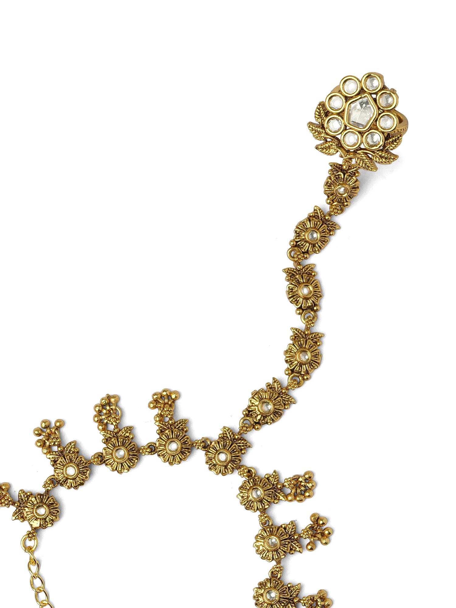 Rajvali Kundan Hand Chain in White