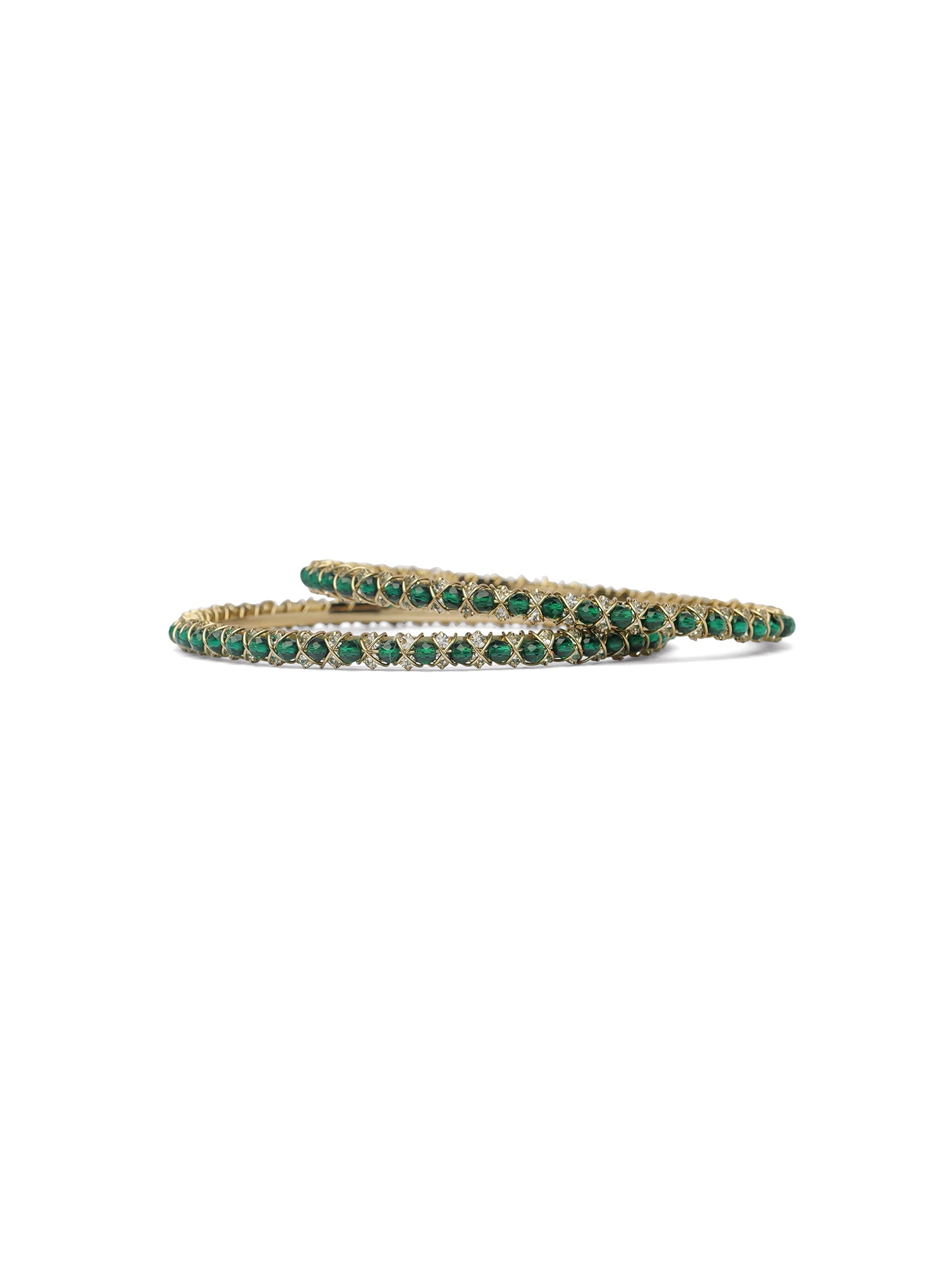 Rania Diamante Bangles in Green