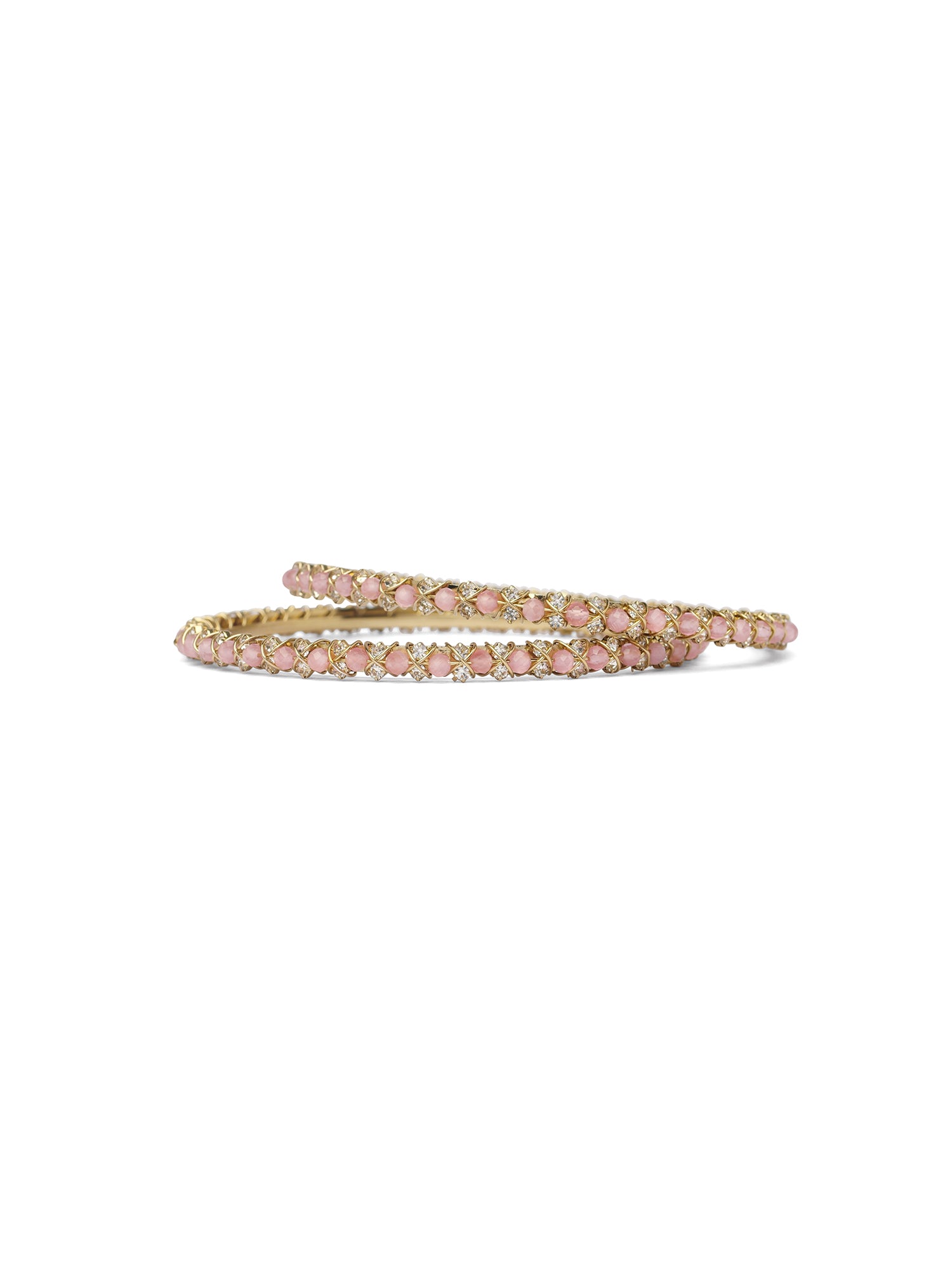 Rania Diamante Bangles in Light Pink