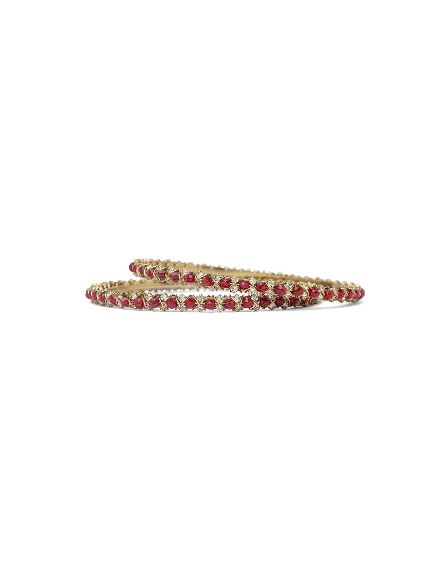 Rania Diamante Bangles in Maroon