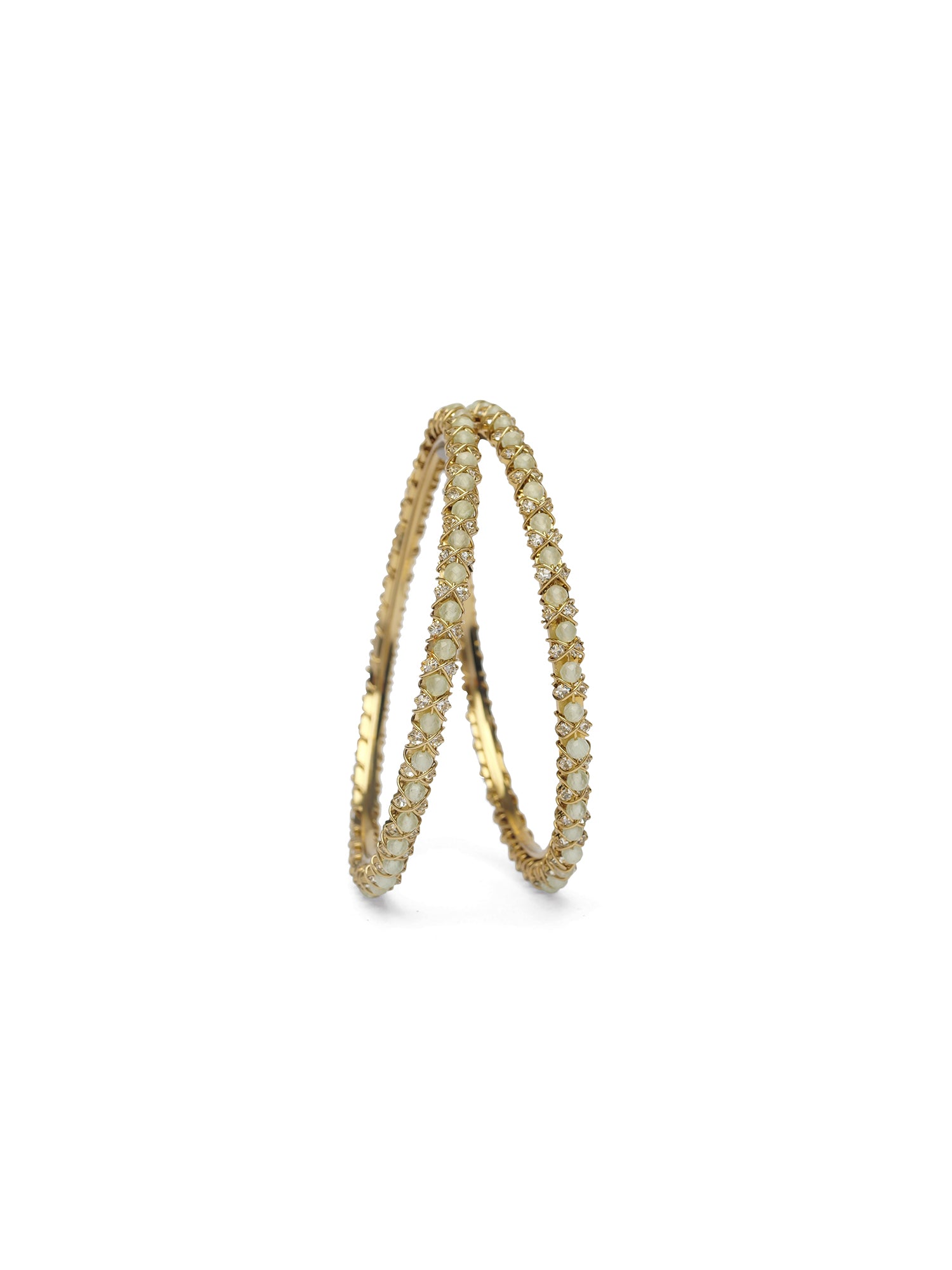 Rania Diamante Bangles in Mint