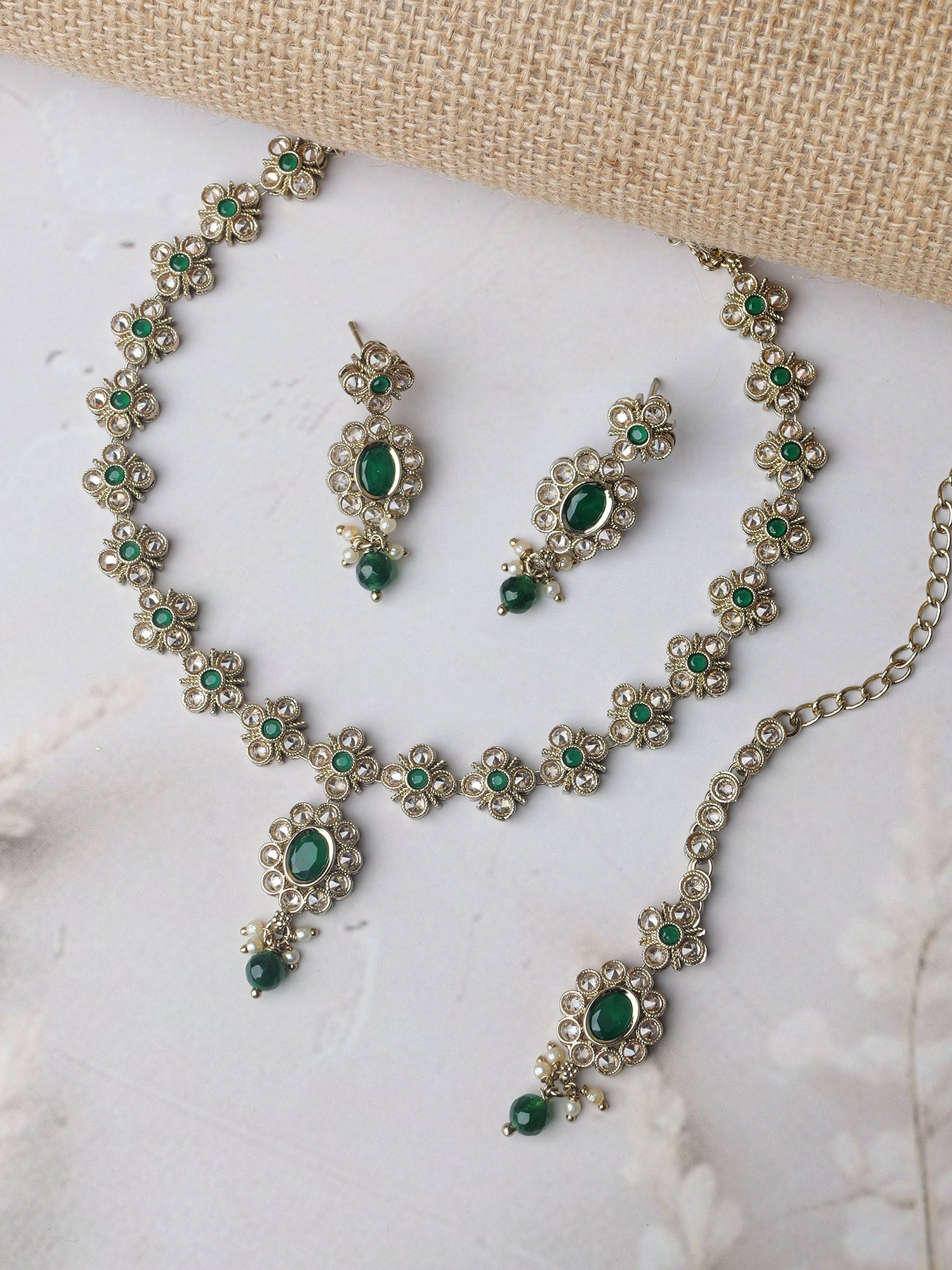 Rashi Necklace Set in Green
