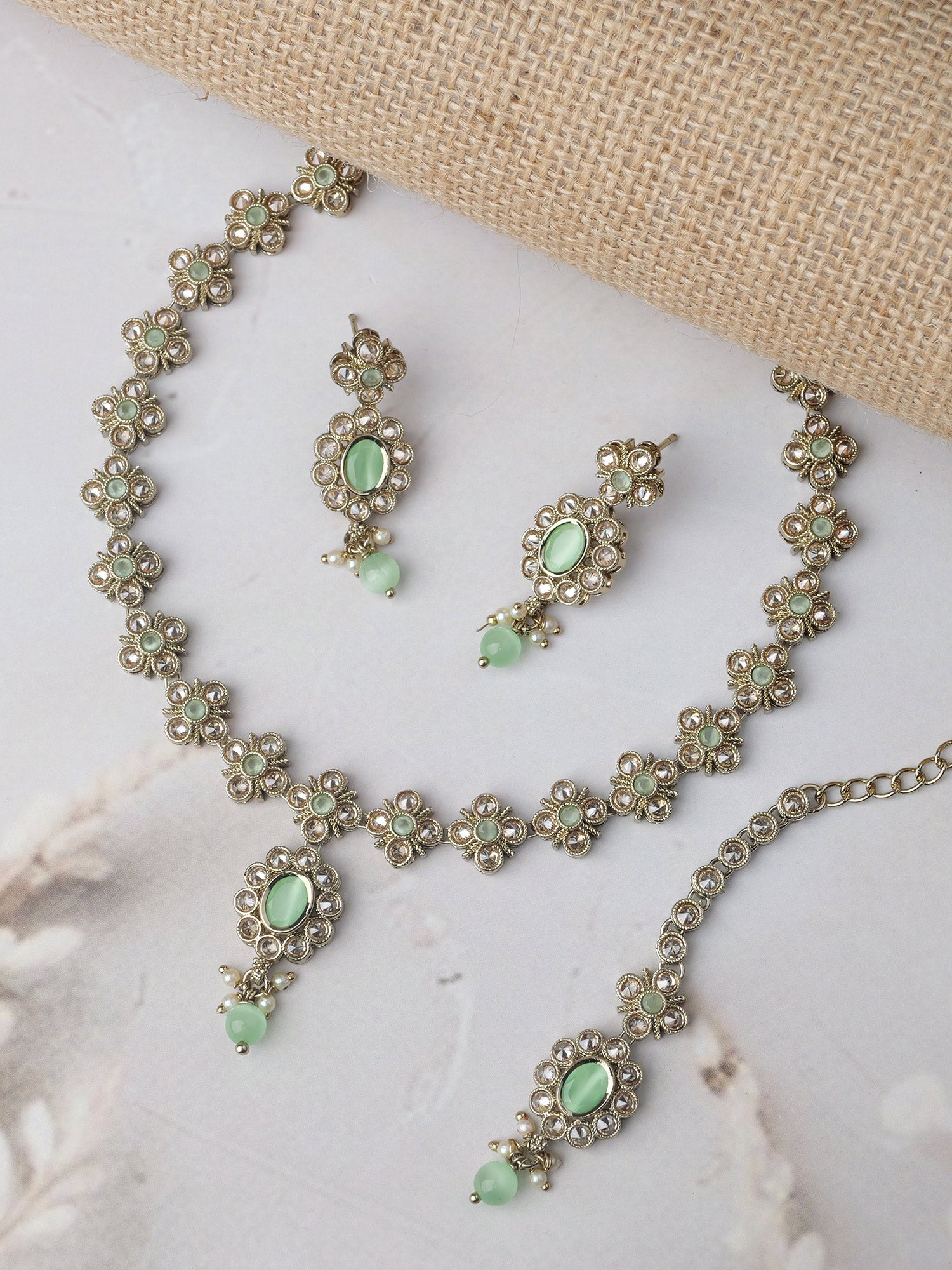 Rashi Necklace Set in Mint
