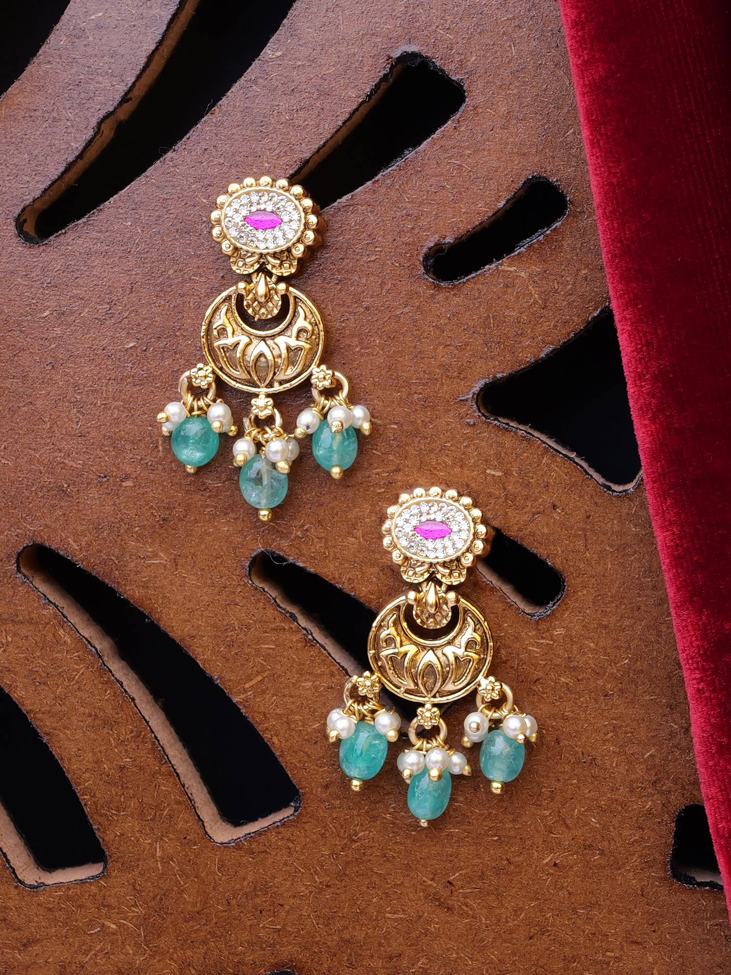 Rasika Classic Small Earrings in Hot Pink and Mint