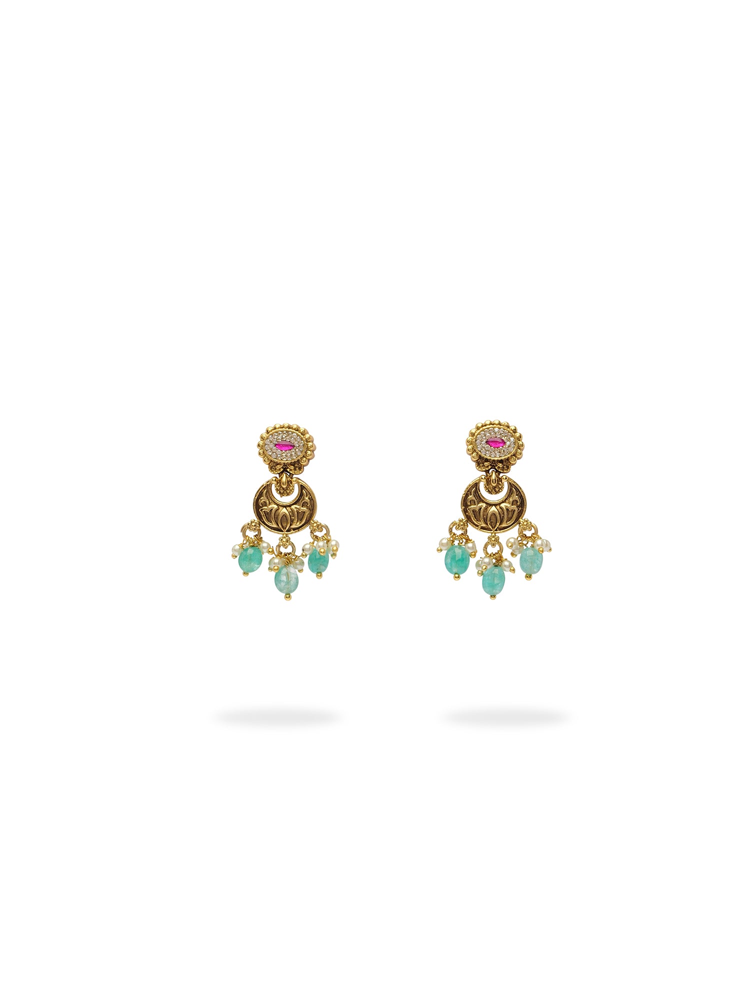 Rasika Classic Small Earrings in Hot Pink and Mint