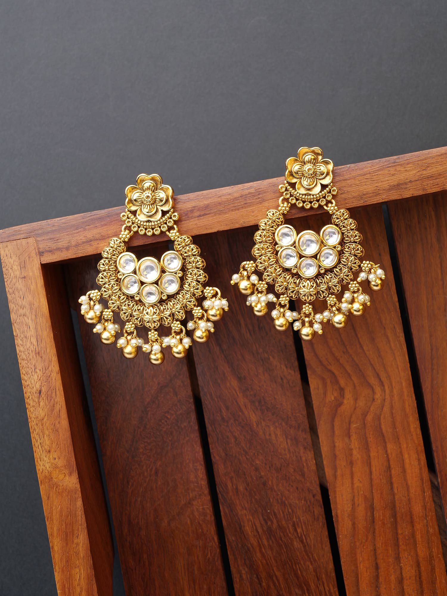 Ratna Kundan Earrings in White