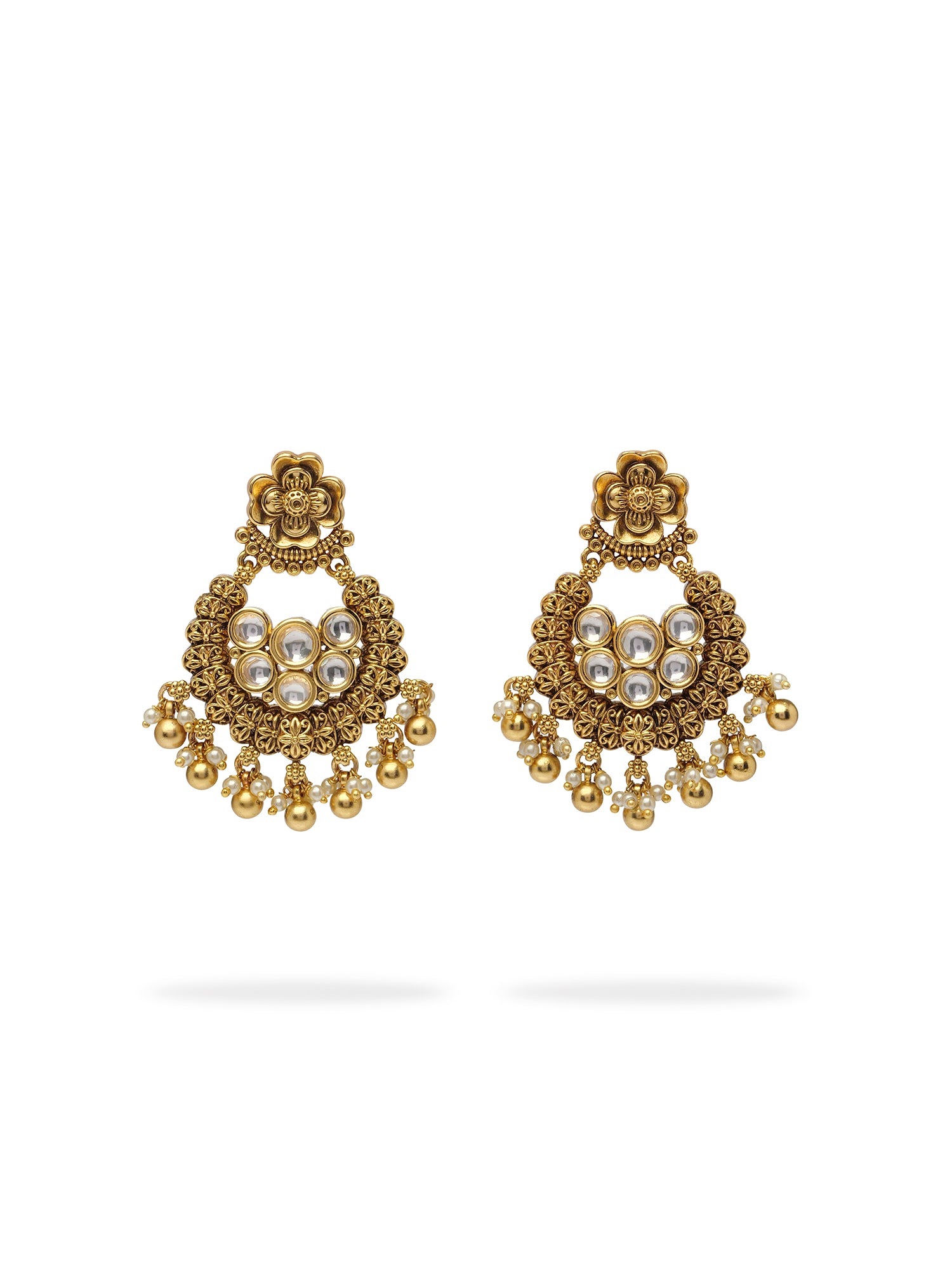 Ratna Kundan Earrings in White