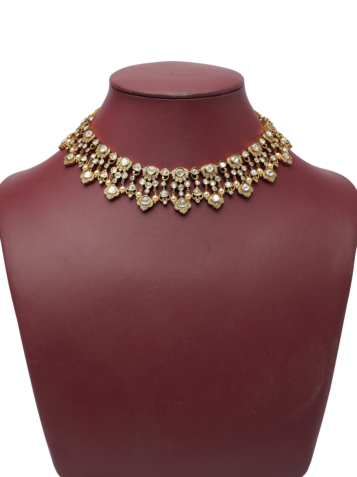 Ratna Kundan Necklace Set in White