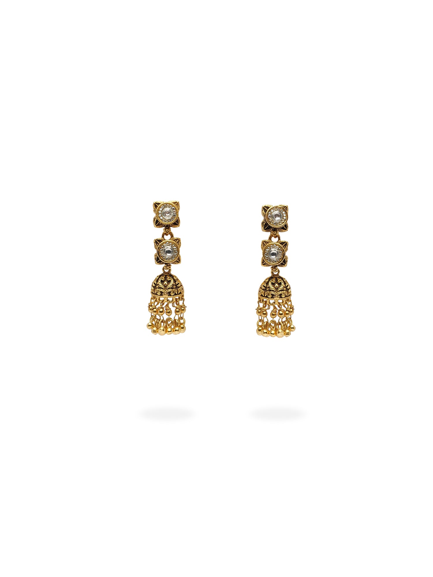 Raveena Long Earrings in Gold Oxidised