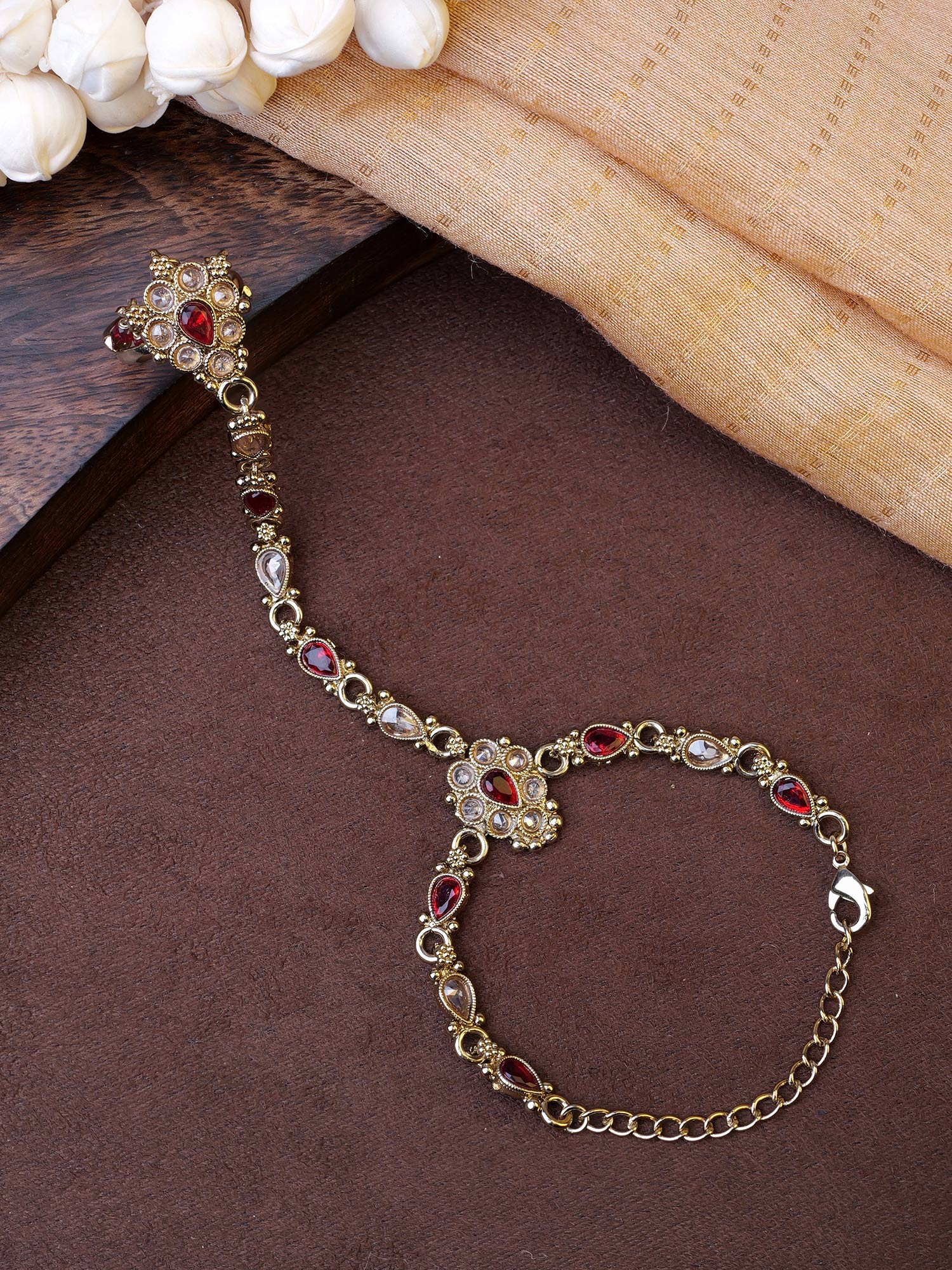 Reema Hand Chain in Maroon
