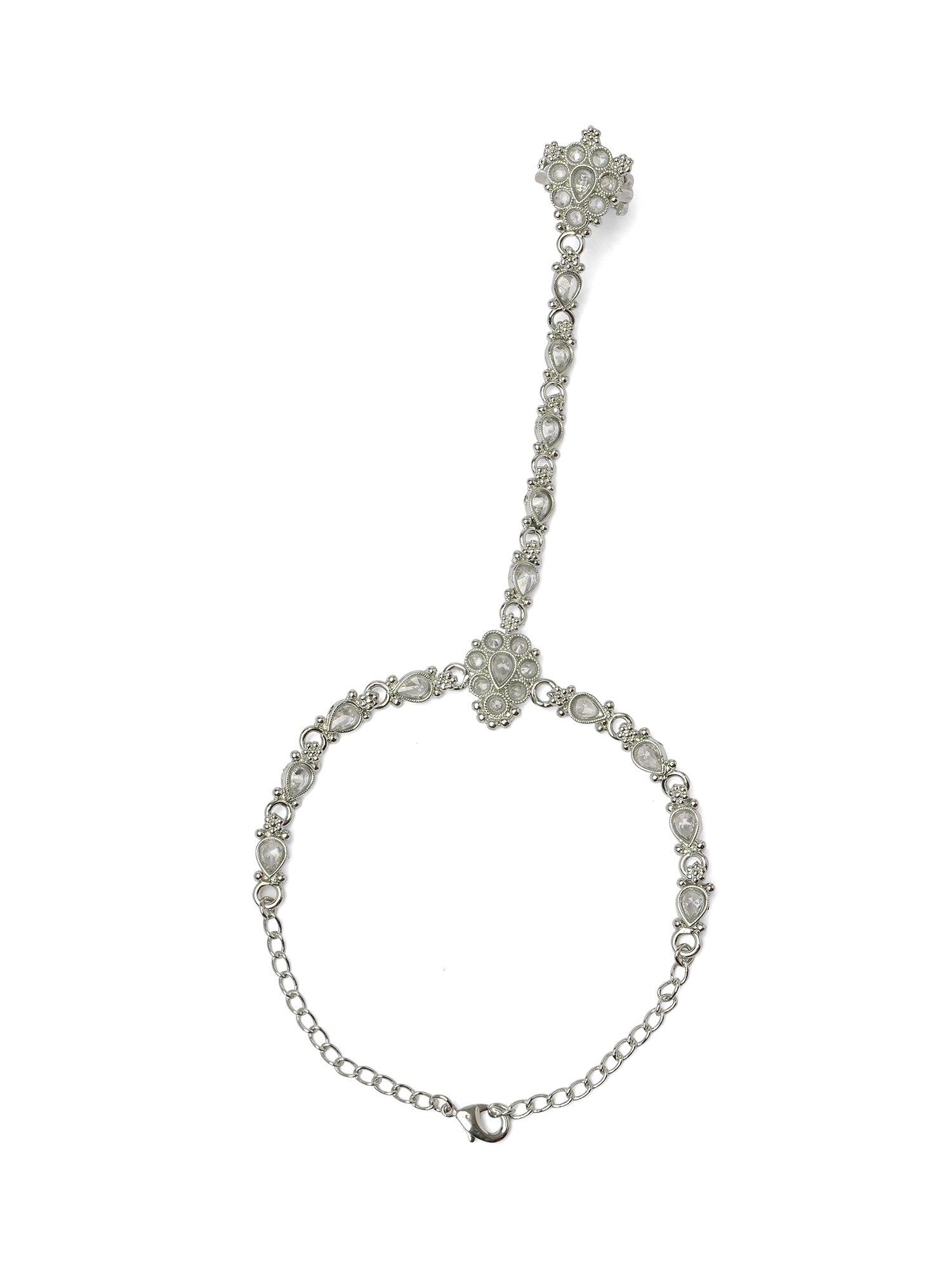 Reema Hand Chain in Rhodium