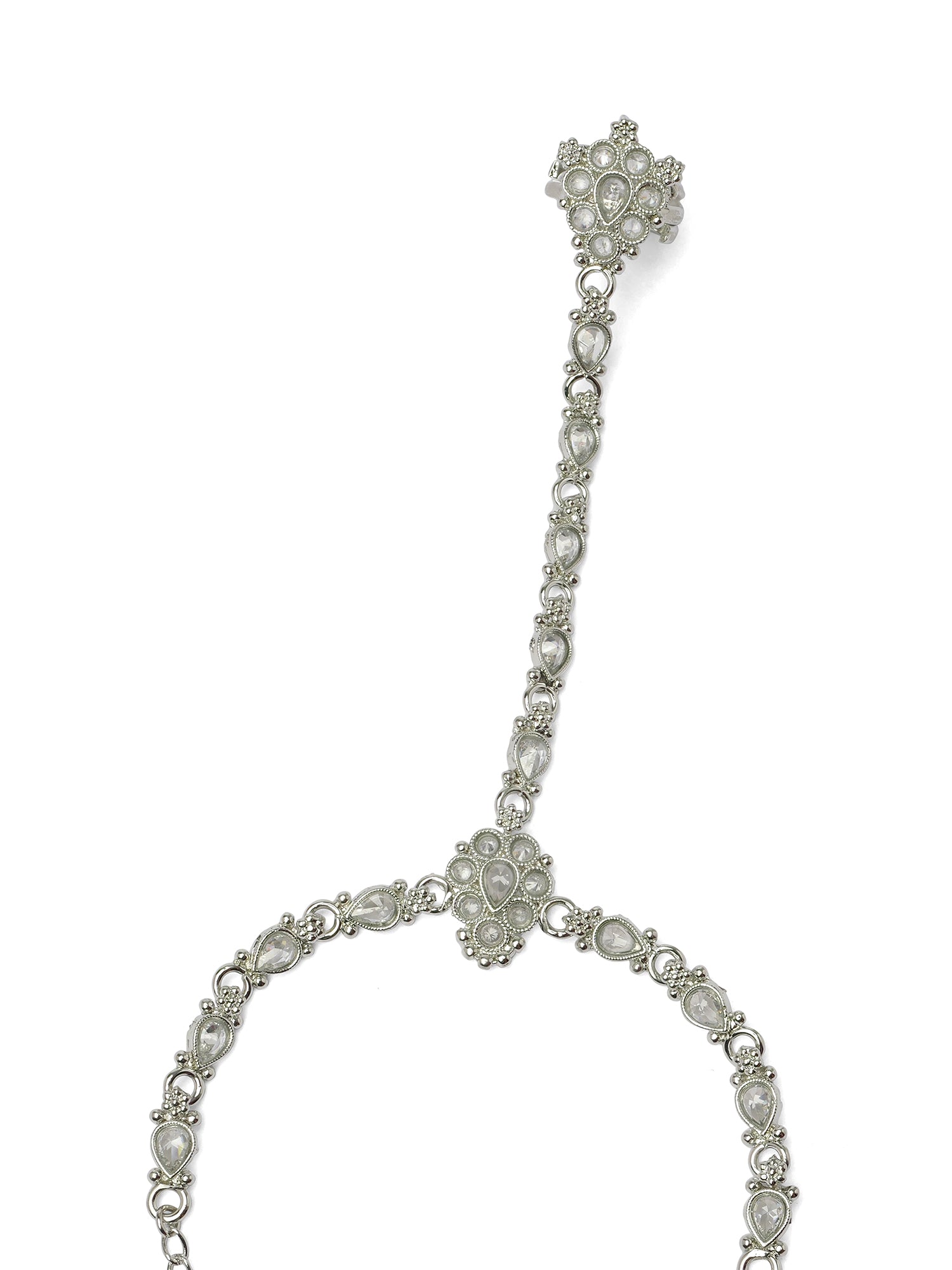 Reema Hand Chain in Rhodium