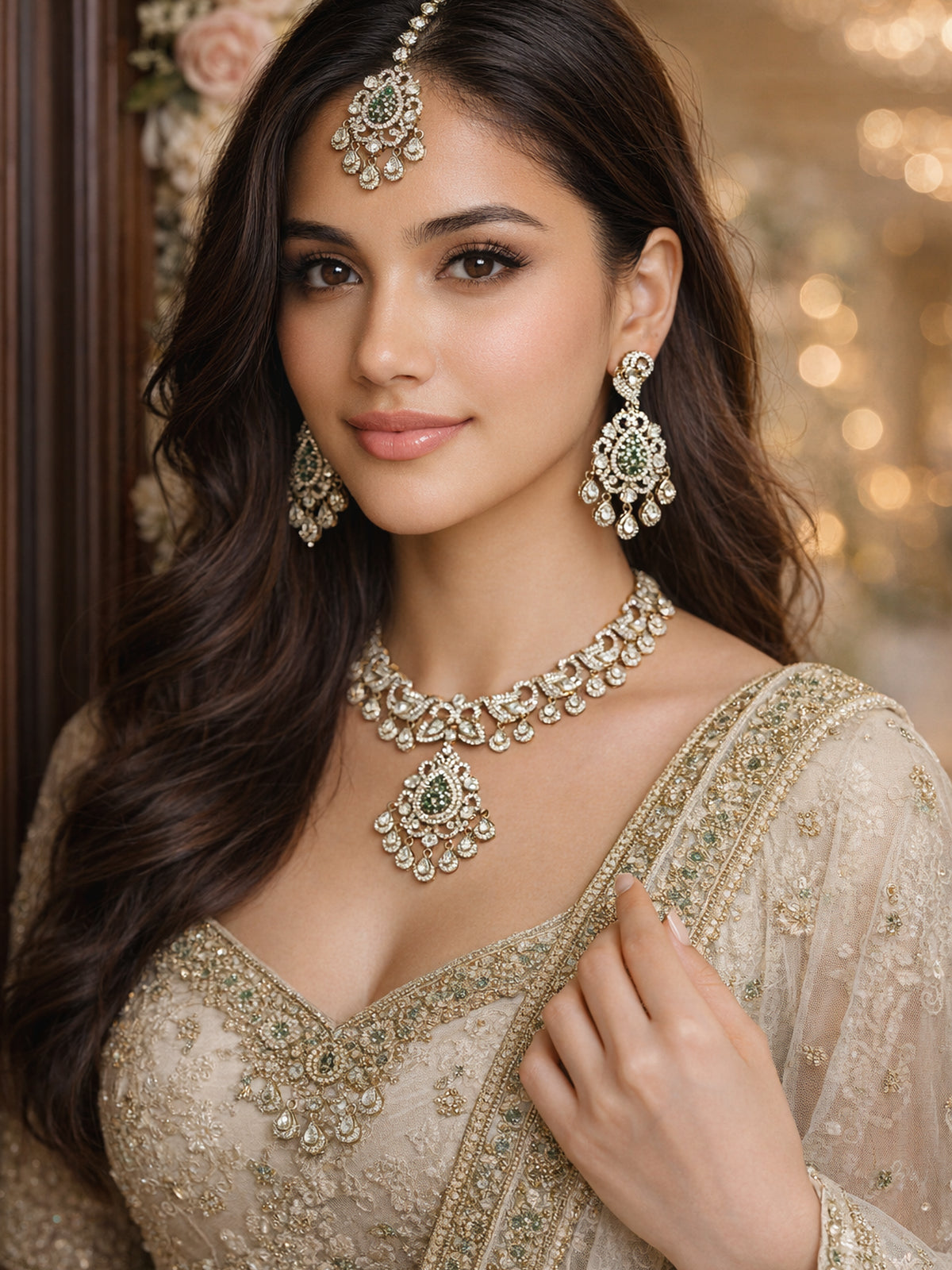 Rehana Necklace Set in Green
