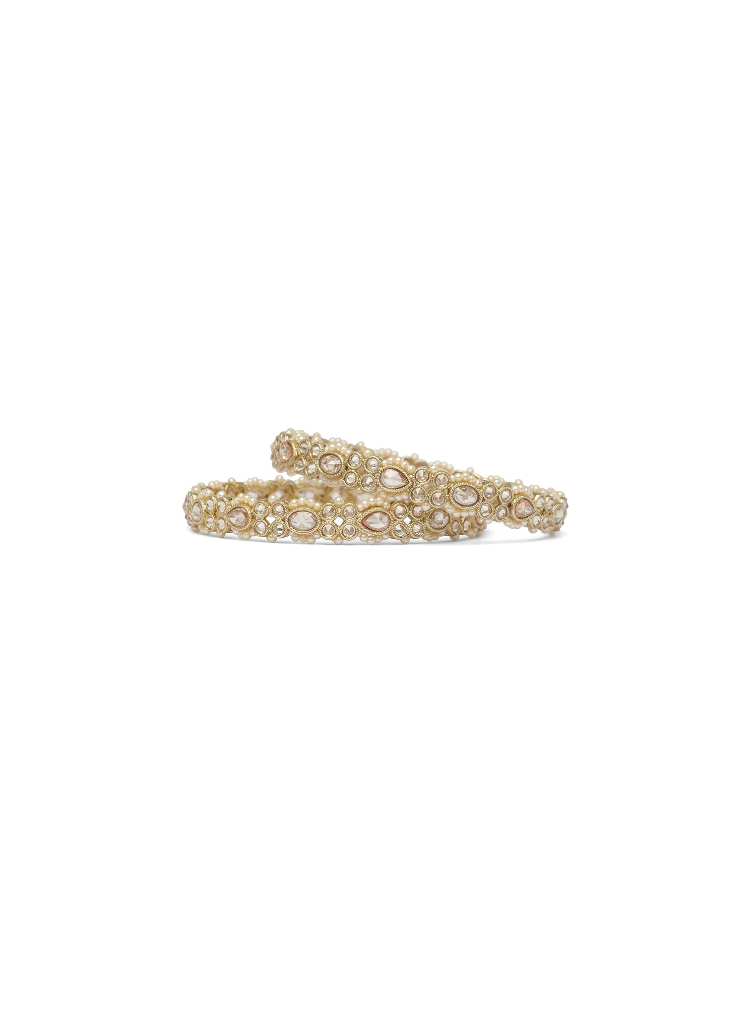 Reina Pearl Kada Bangles in Champagne
