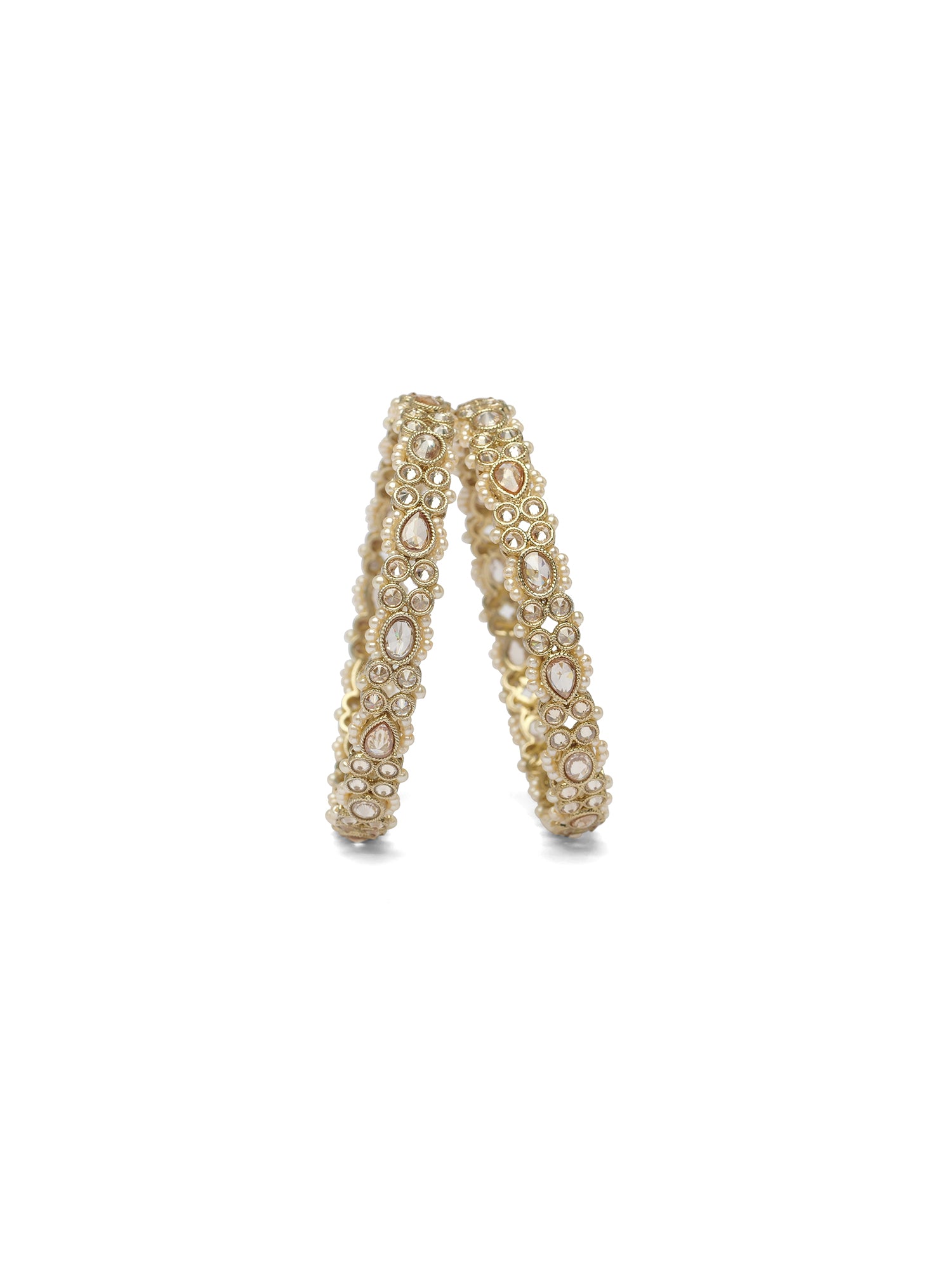 Reina Pearl Kada Bangles in Champagne