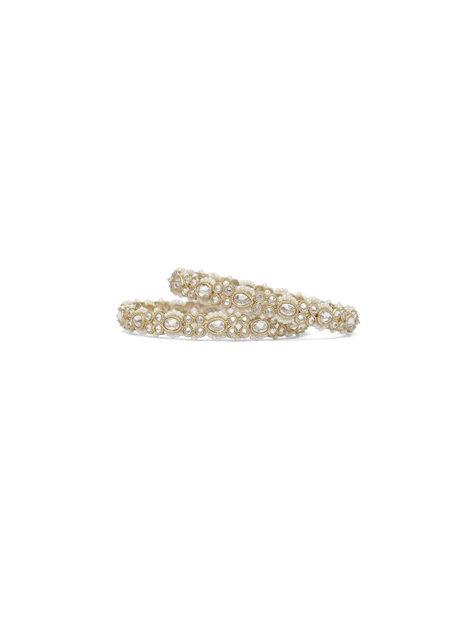 Reina Pearl Kada Bangles in White