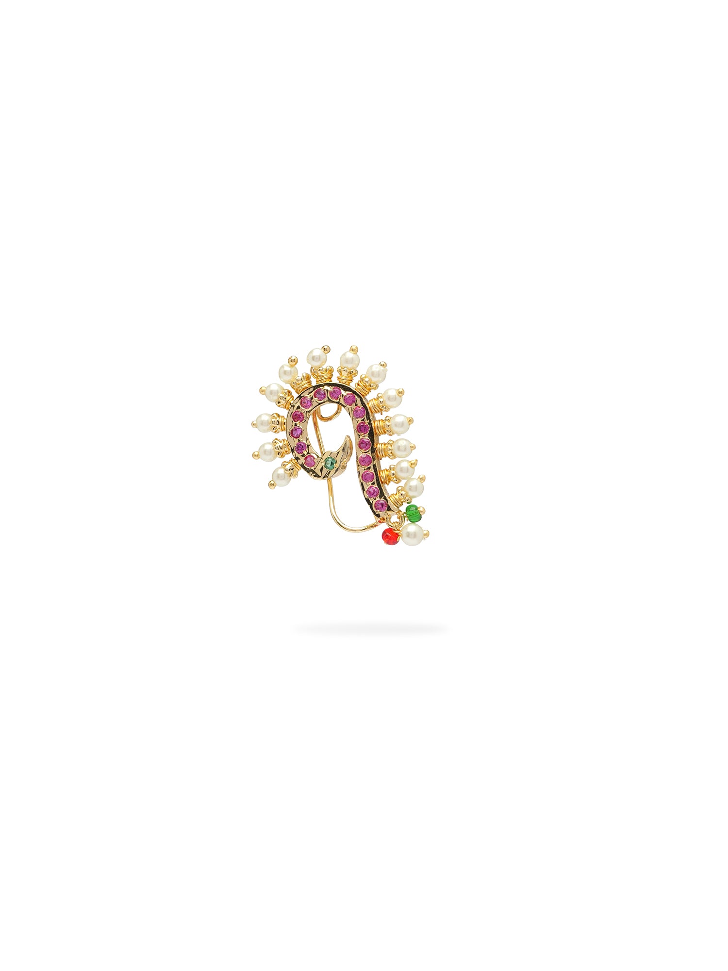 Revathi Maharashtrian Nose Pin in Hot Pink and Pearl
