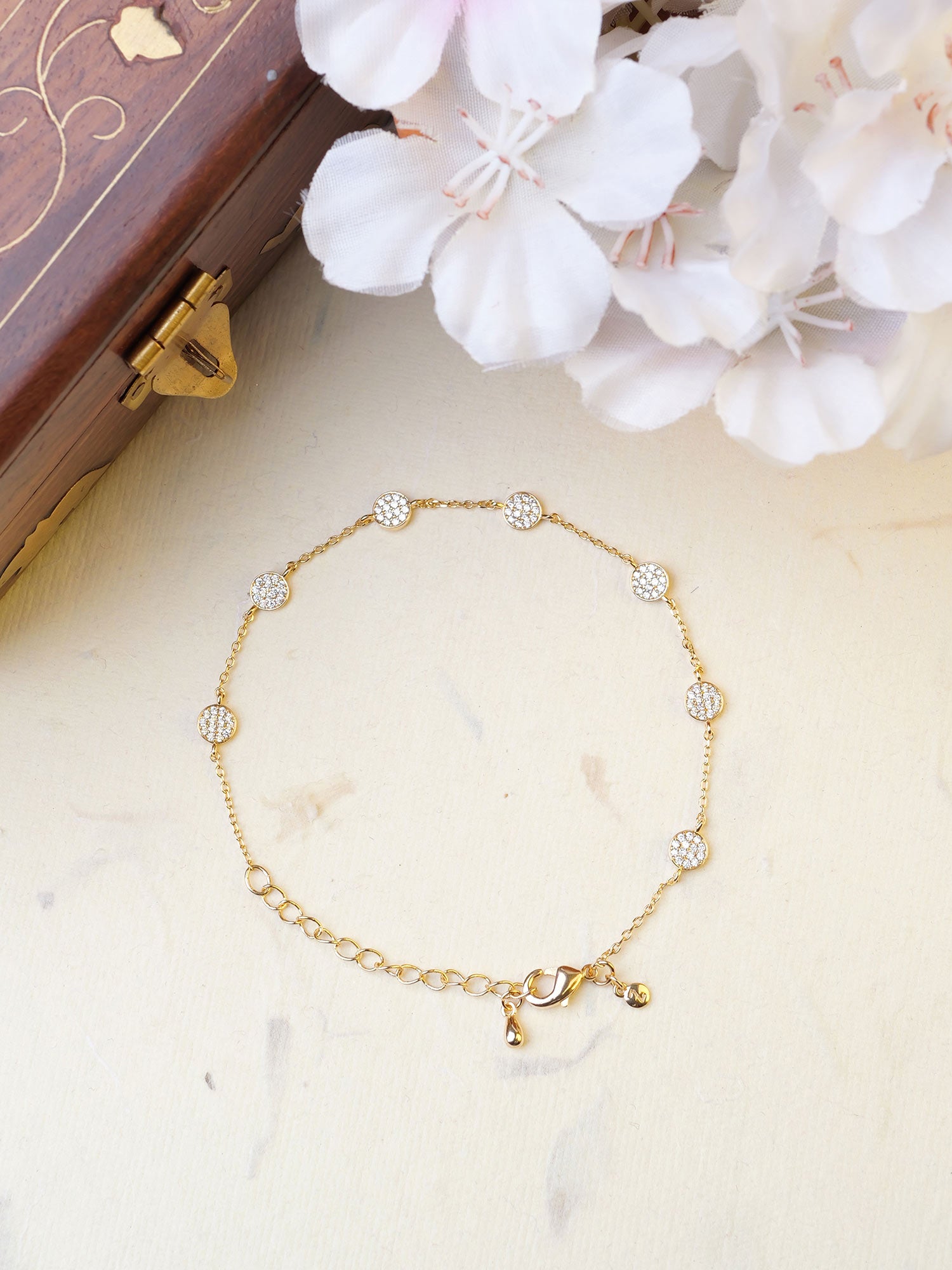 Reya Cubic Zirconia Bracelet in Gold and White