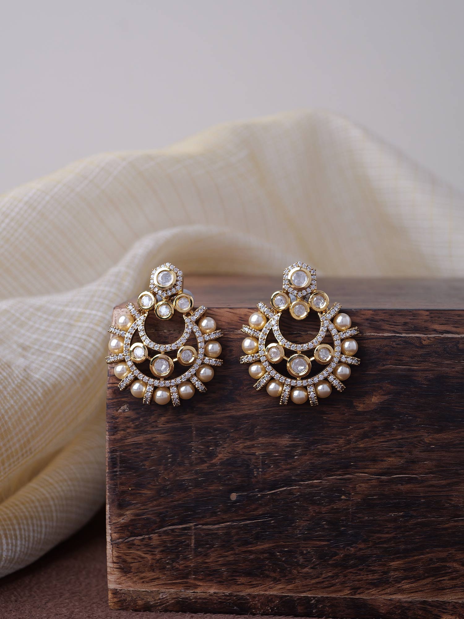 Rhea Kundan Earrings in White