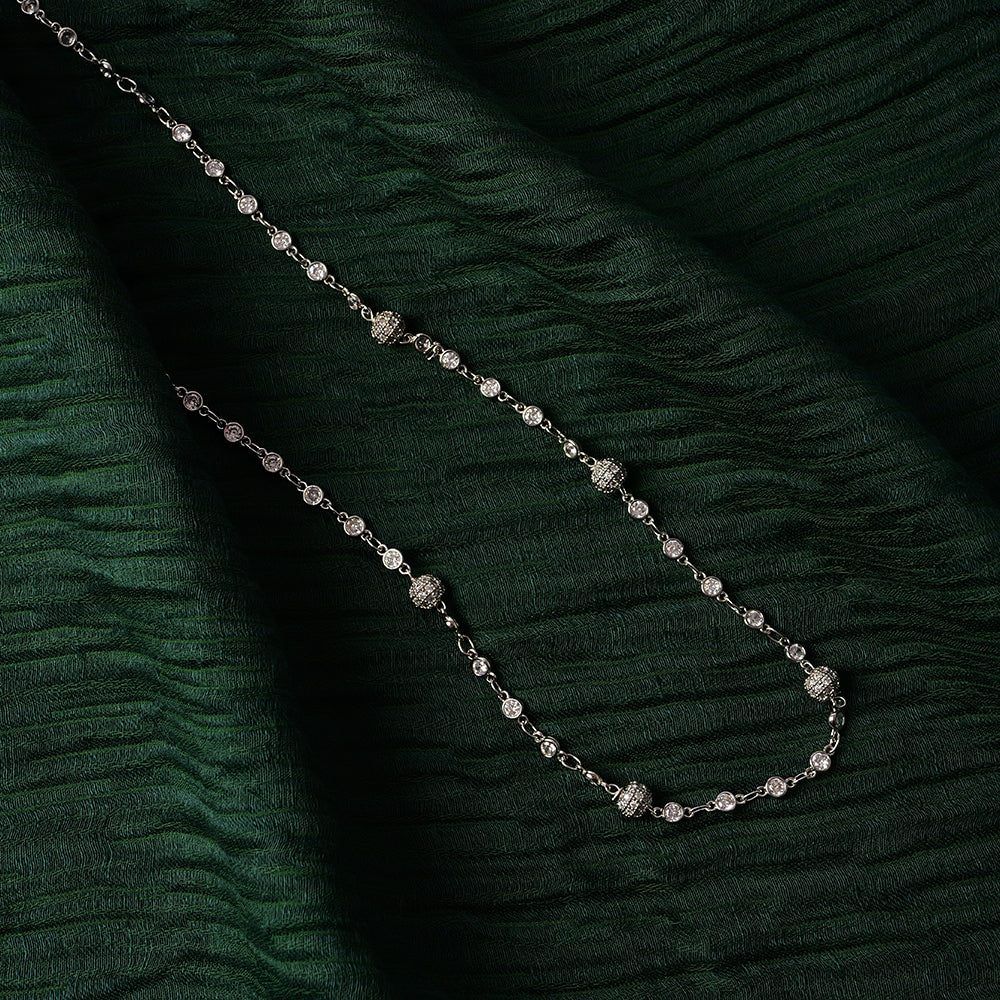 Rhodium Cubic Zirconia Ball Chain