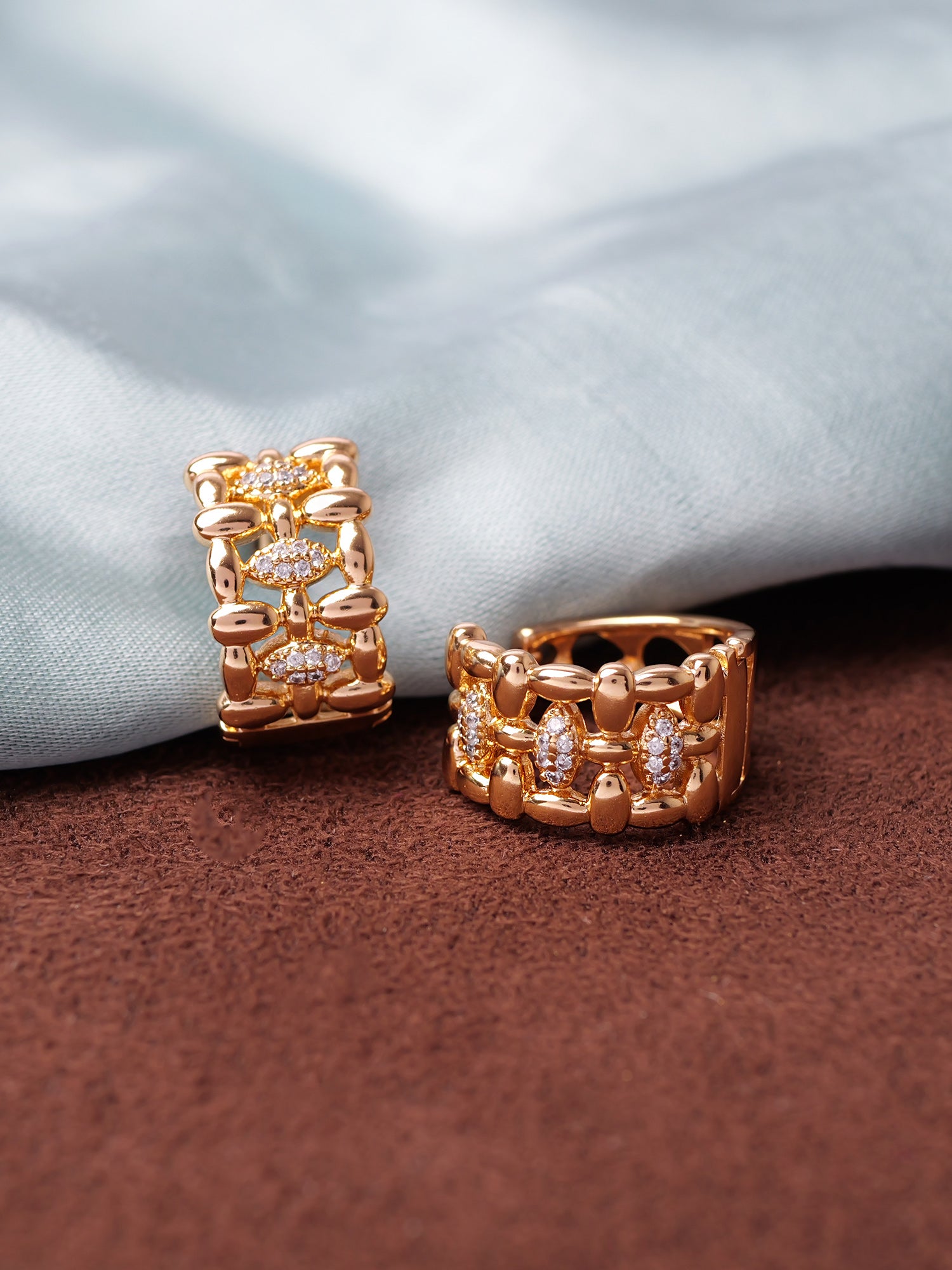 Riley Textured Cubic Zirconia Huggie Earrings