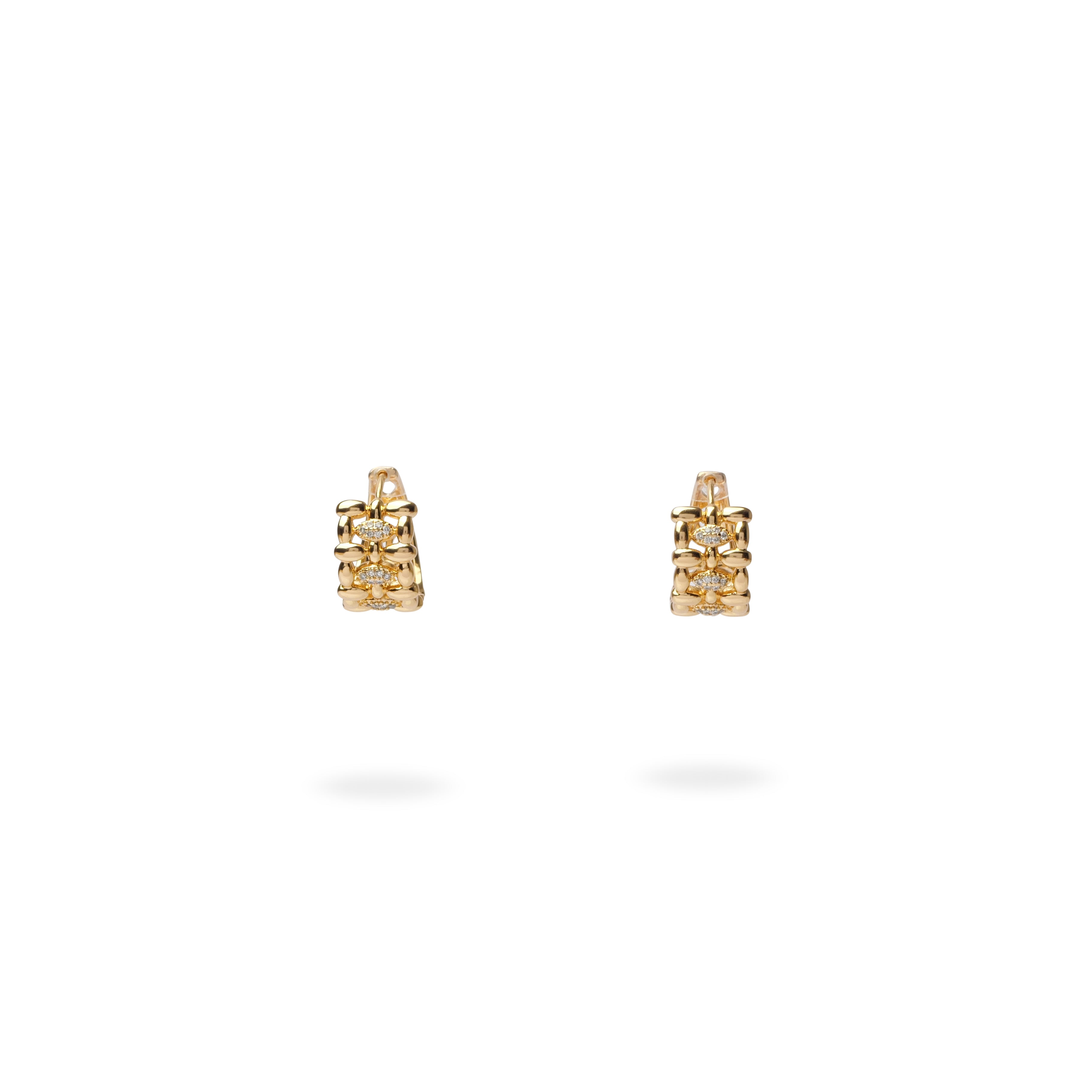 Riley Textured Cubic Zirconia Huggie Earrings