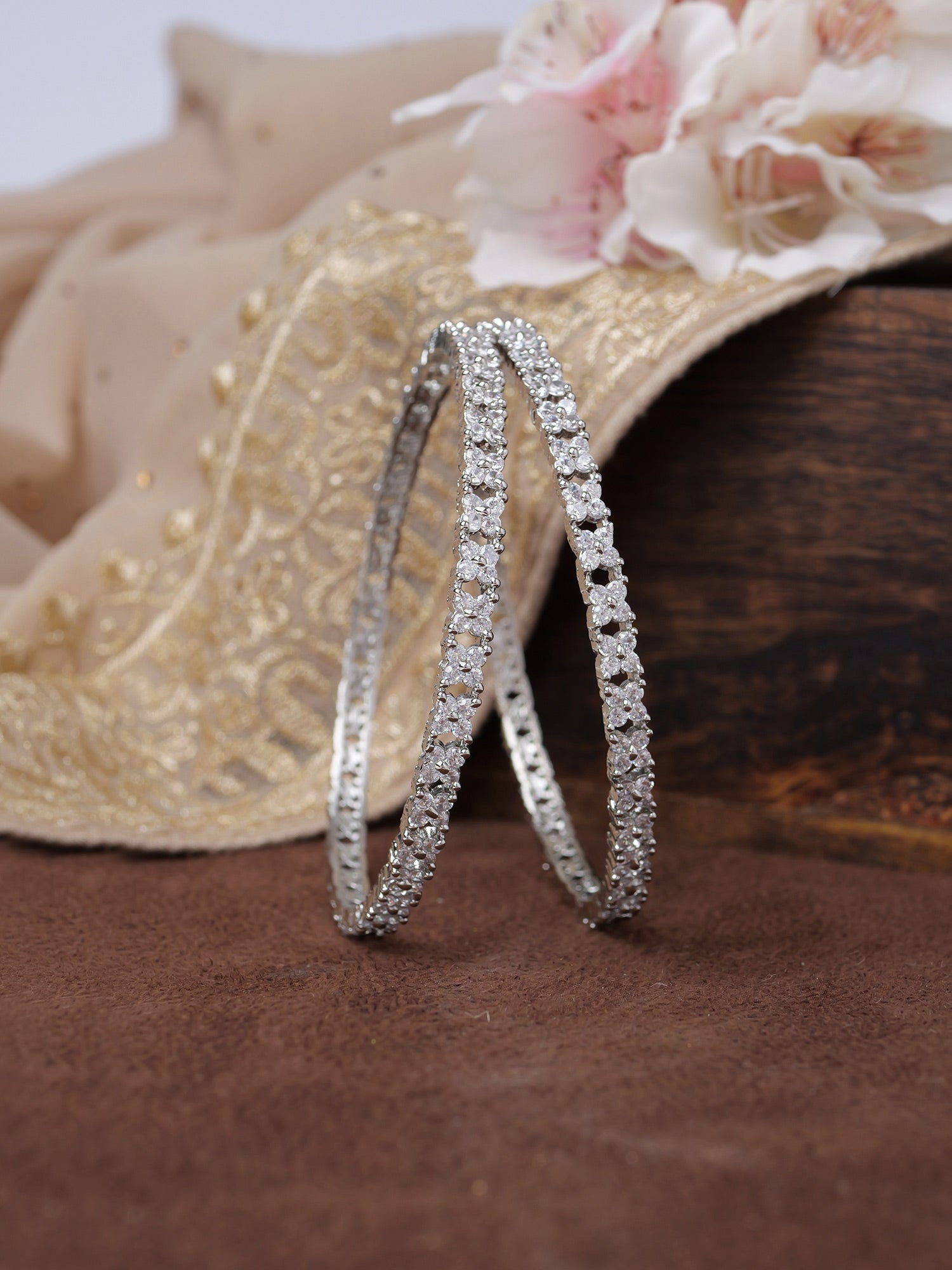 Rima Cubic Zirconia Bangles in Rhodium