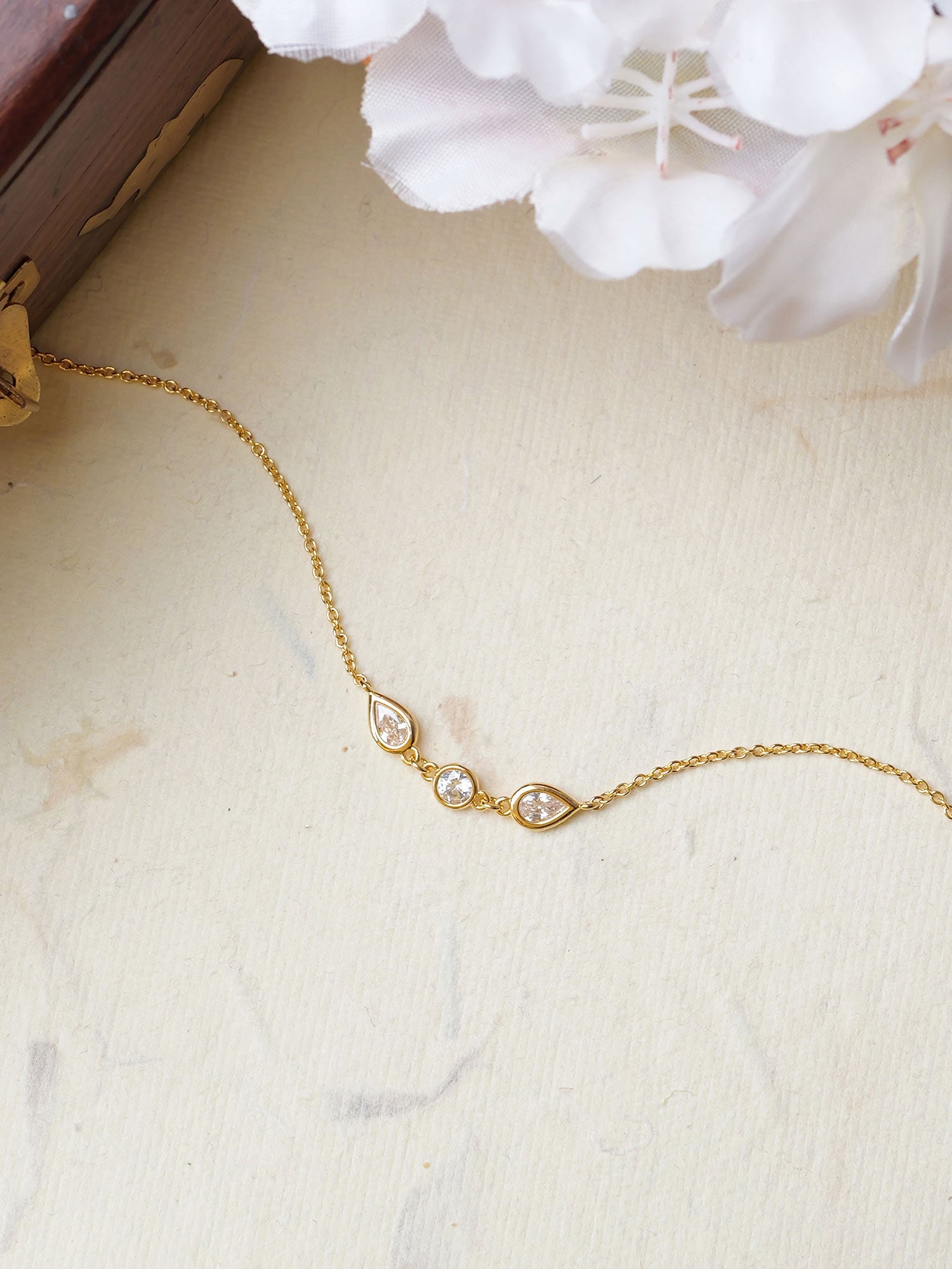 Rina Cubic Zirconia Bracelet in White and Gold