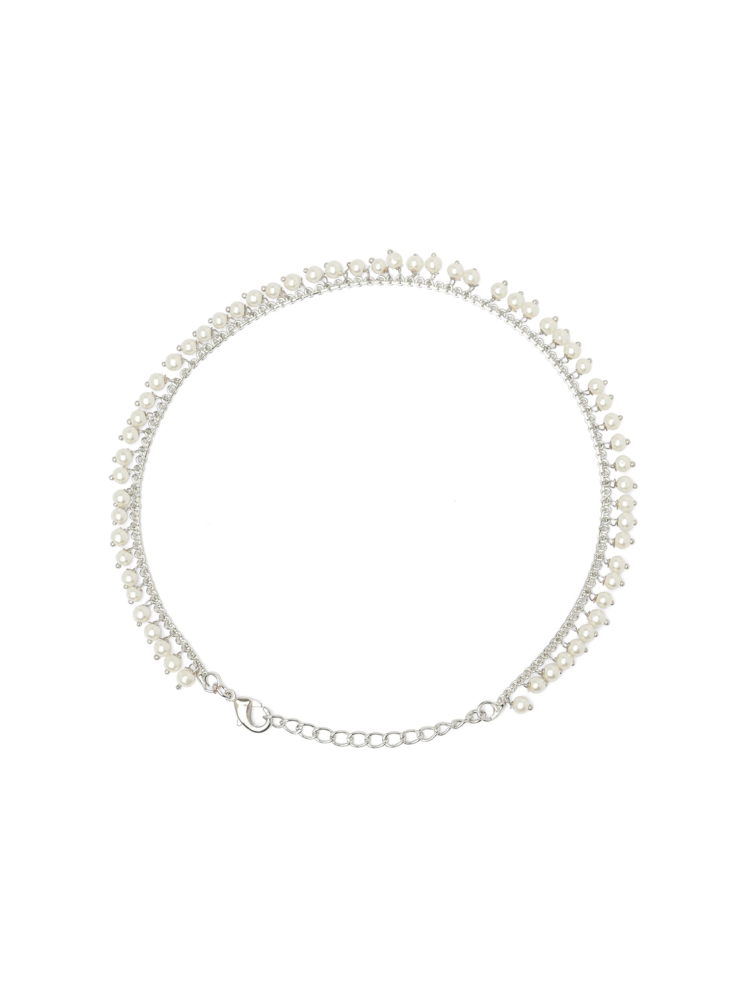 Risha Pearl Anklet in Rhodium