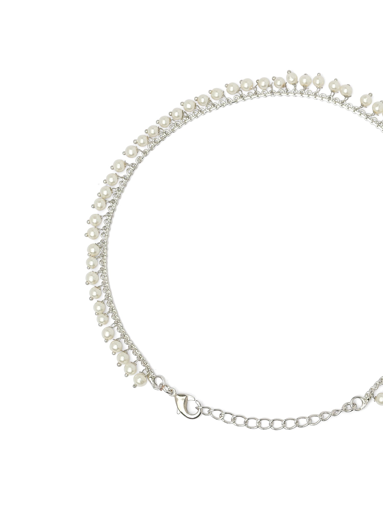 Risha Pearl Anklet in Rhodium