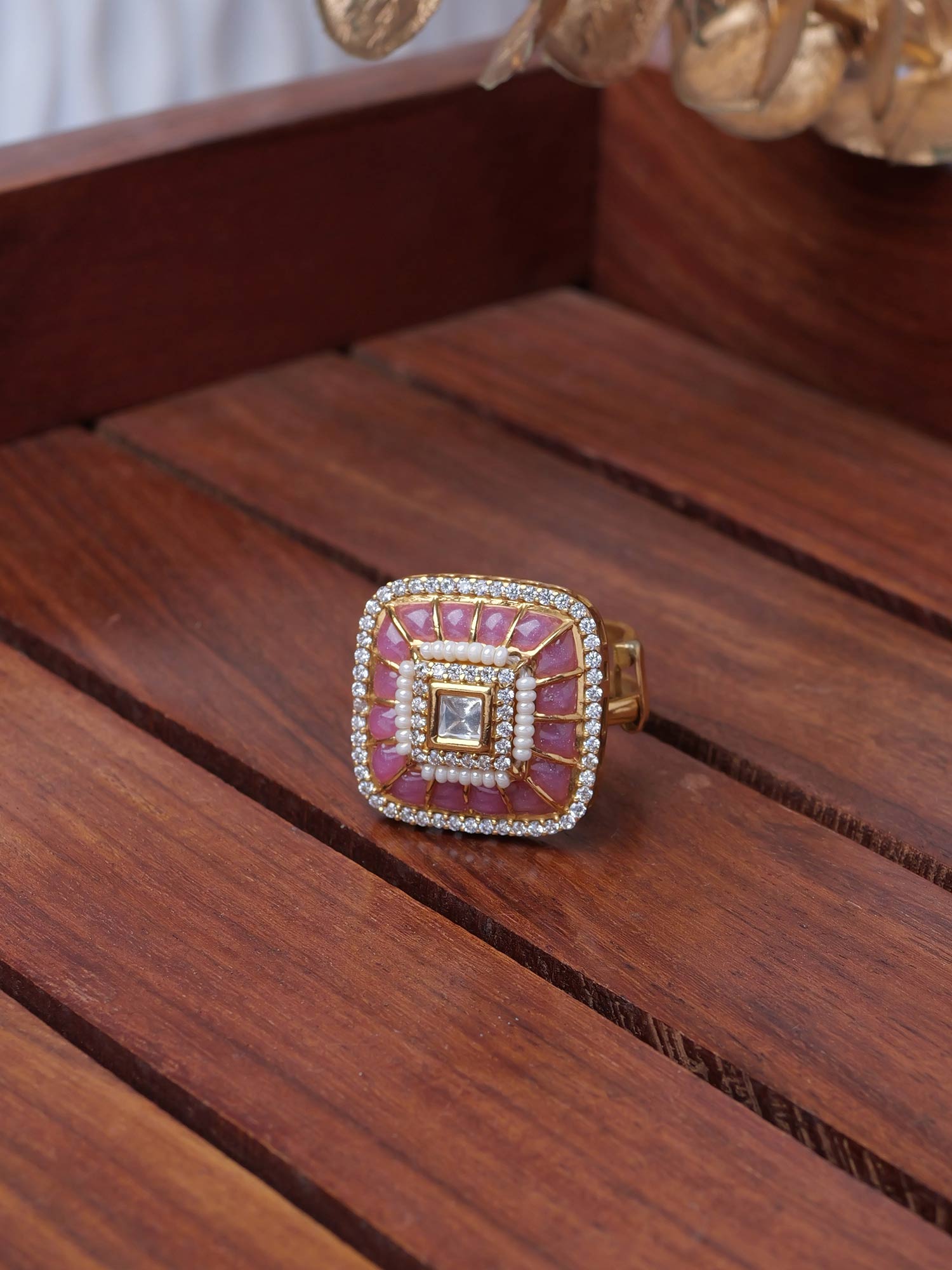 Ritika Kundan Ring in Pink